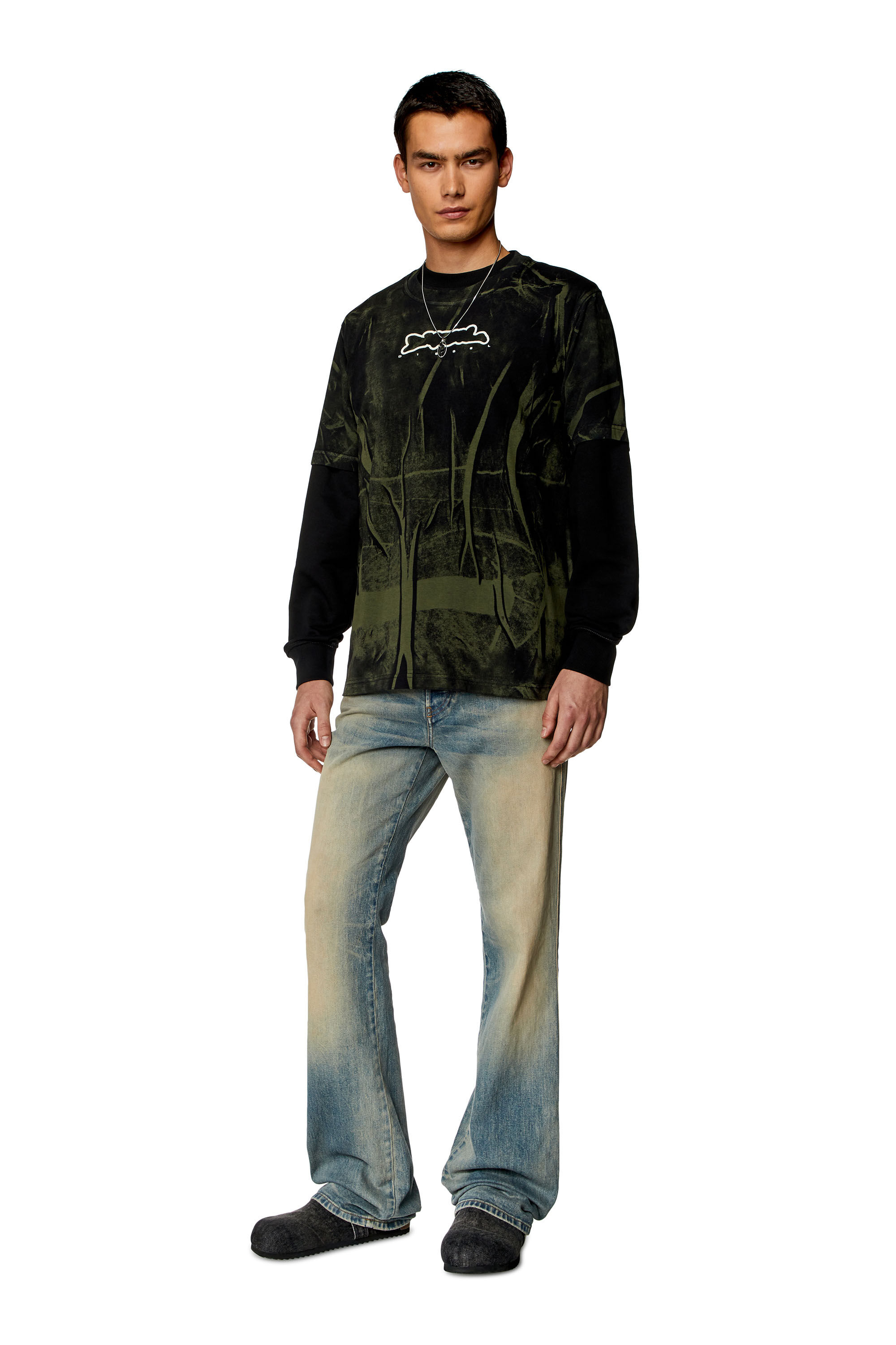 Men's T-shirt with crease-effect print | Multicolor | Diesel