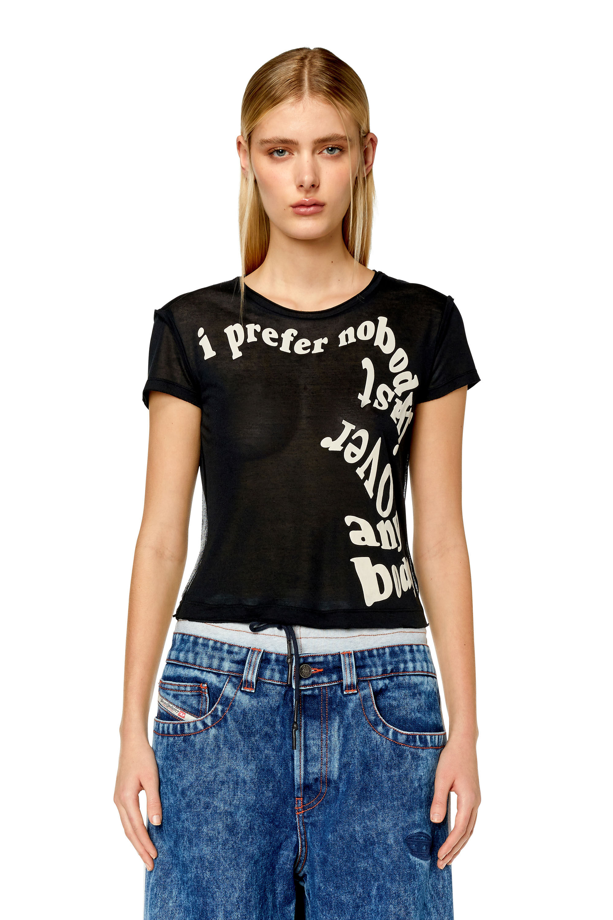 T UNCUTIE RAW Woman Cashmere modal T shirt with puff prints Diesel
