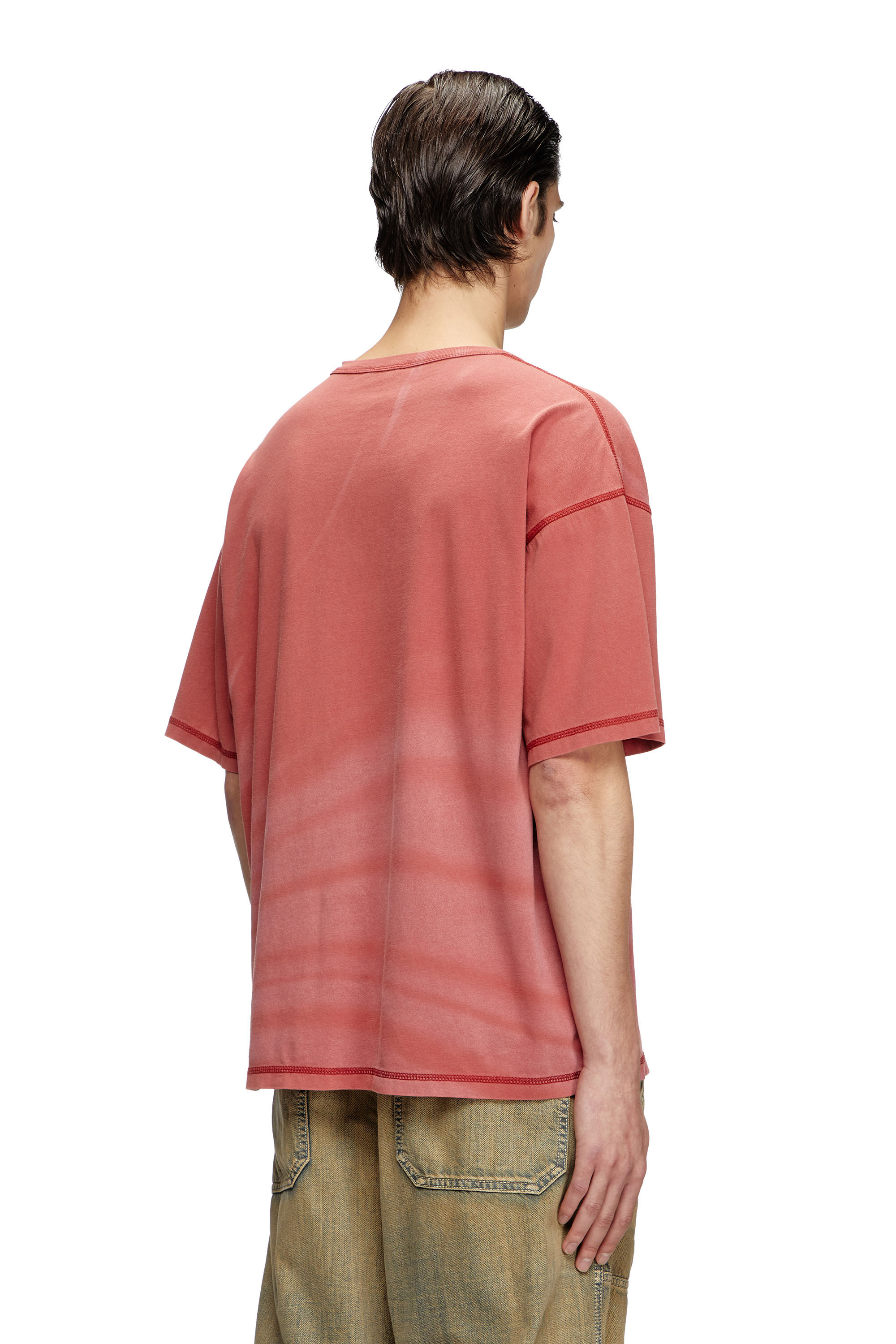 Men's Laser-faded logo T-shirt | Red | Diesel Men's Laser-faded logo T-shirt | Red | Diesel