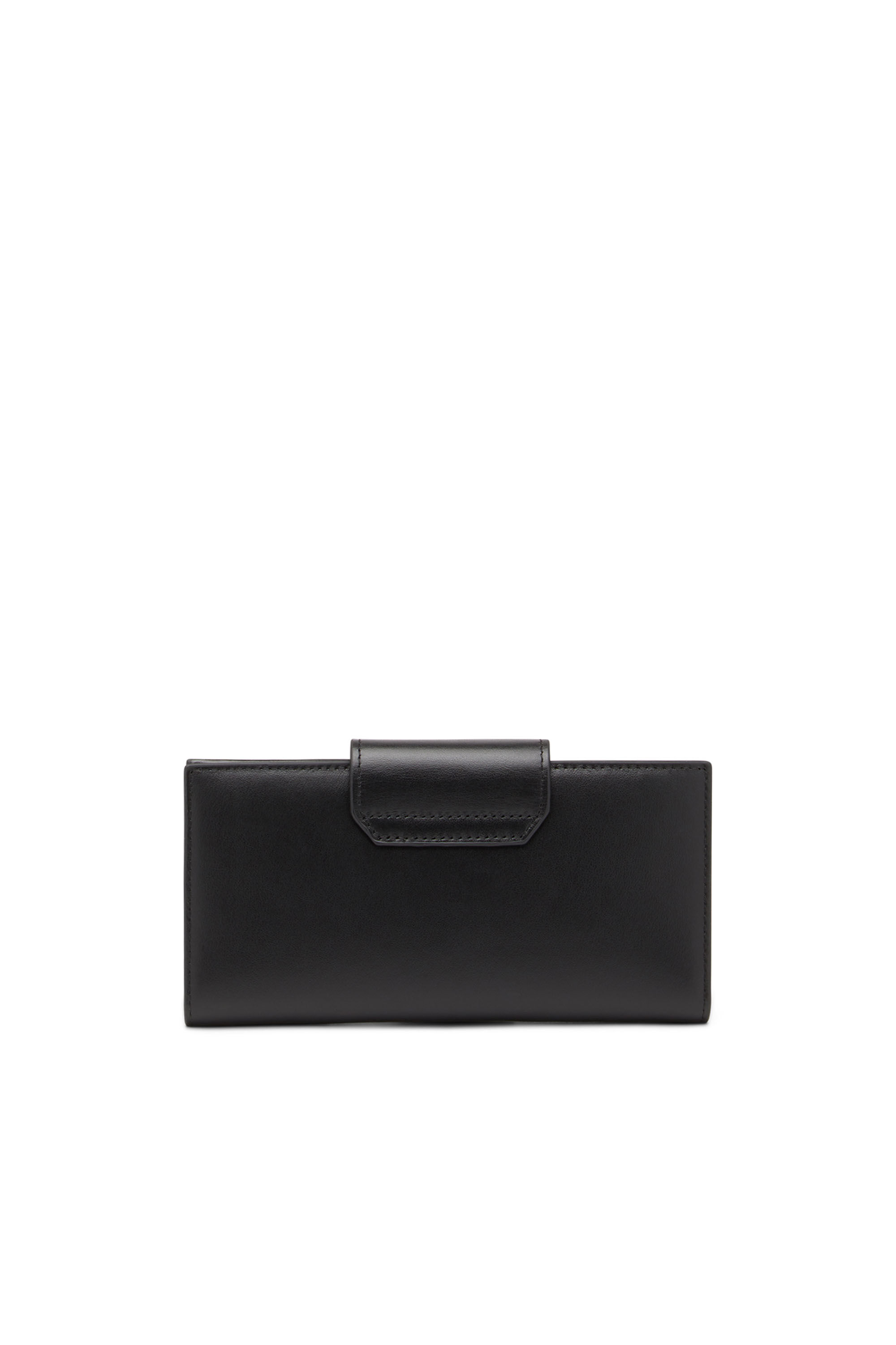 Diesel - JULIE, Woman Leather continental wallet with logo plaque in Black - Image 2