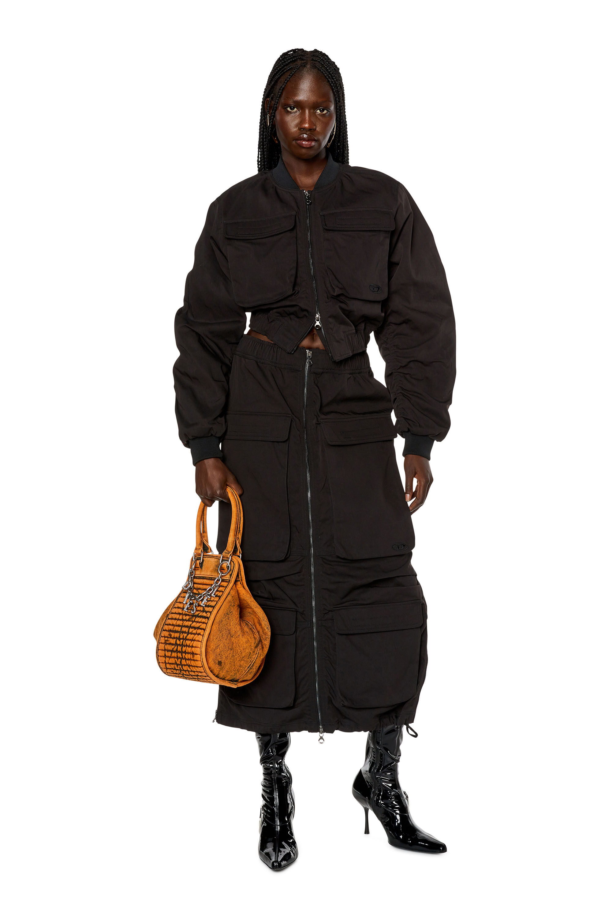 D-ECLIPSE TBT Woman: Patent thigh-high boots with oval