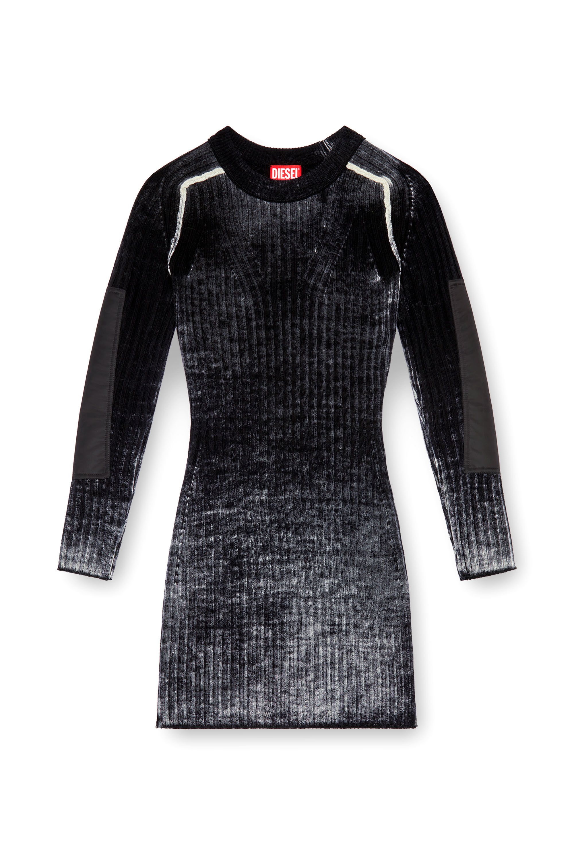 Women's Short dress in treated wool knit | Black | Diesel