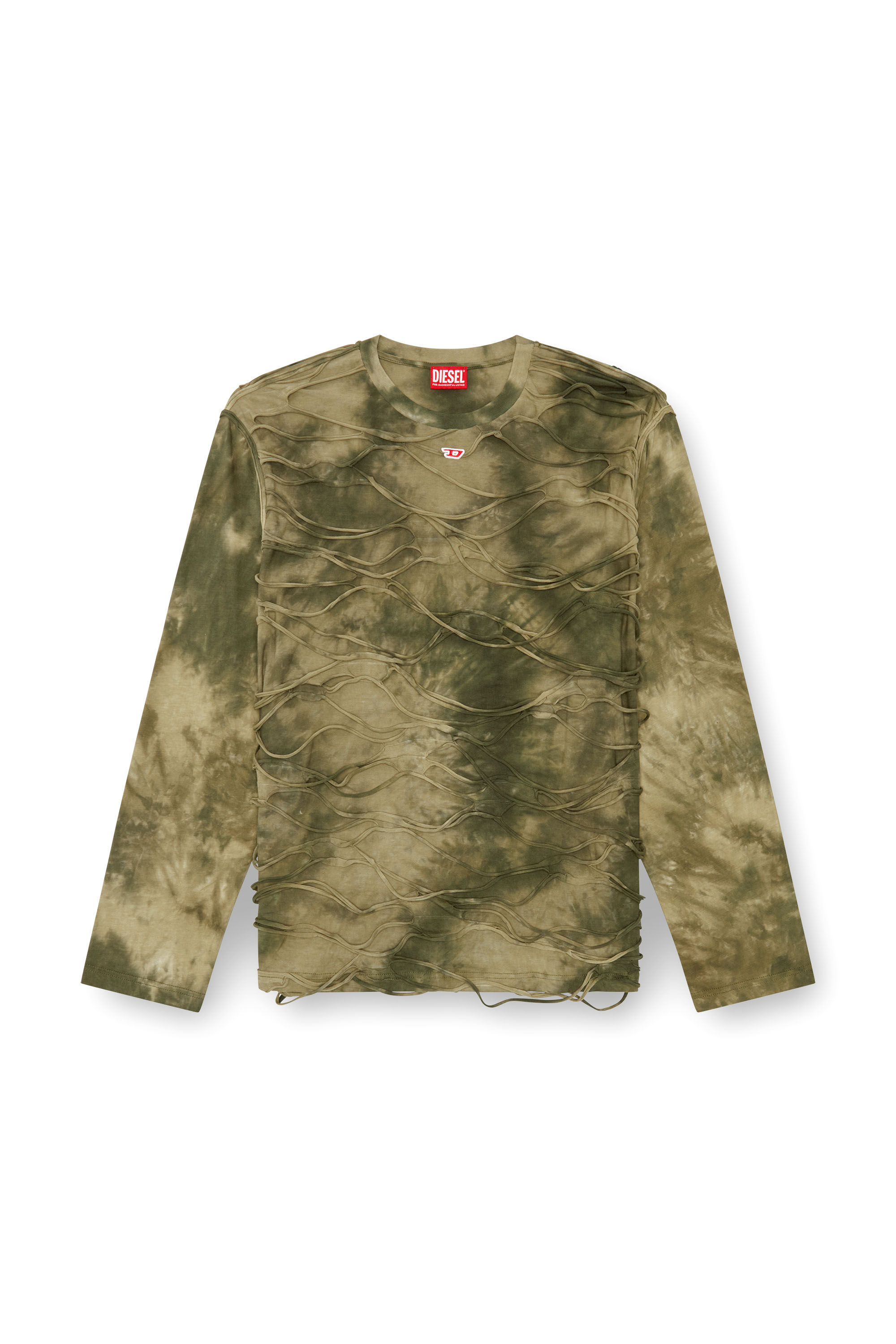 Men's Long-sleeve T-shirt with floating strands | Green | Diesel