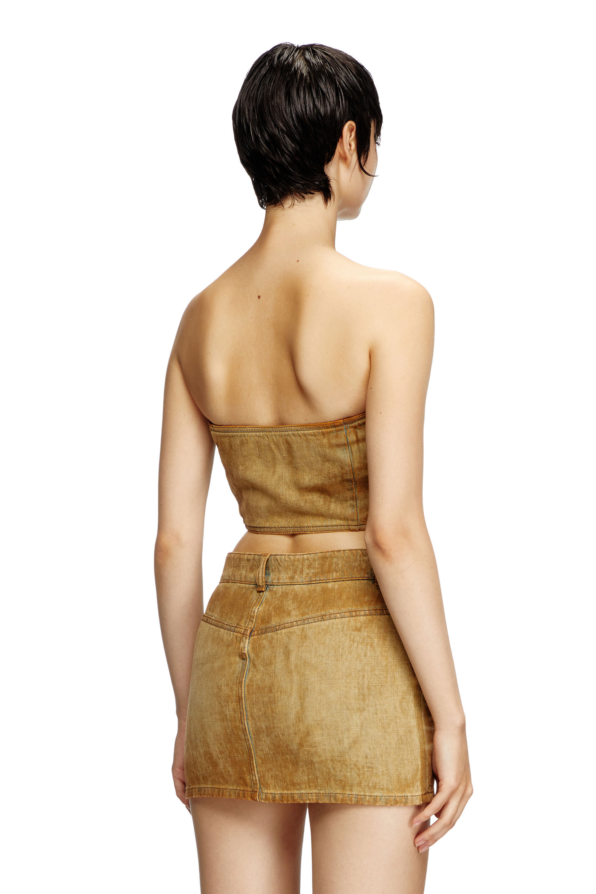 Diesel - DE-VILLESS-FSF, Woman's Denim tube top with rust-effect logo in Light Brown - 5