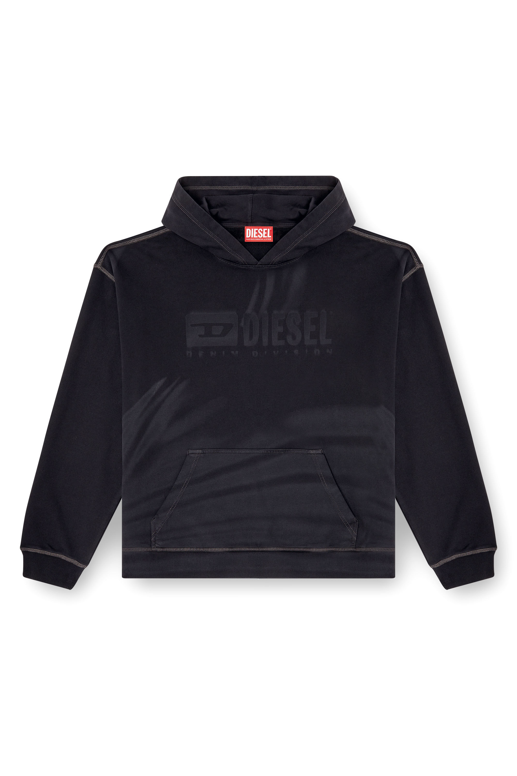 Diesel - S-BOXT-HOOD-R9, Sudadera con capucha con el logotipo desteñido con láser Hombre in Negro - 2