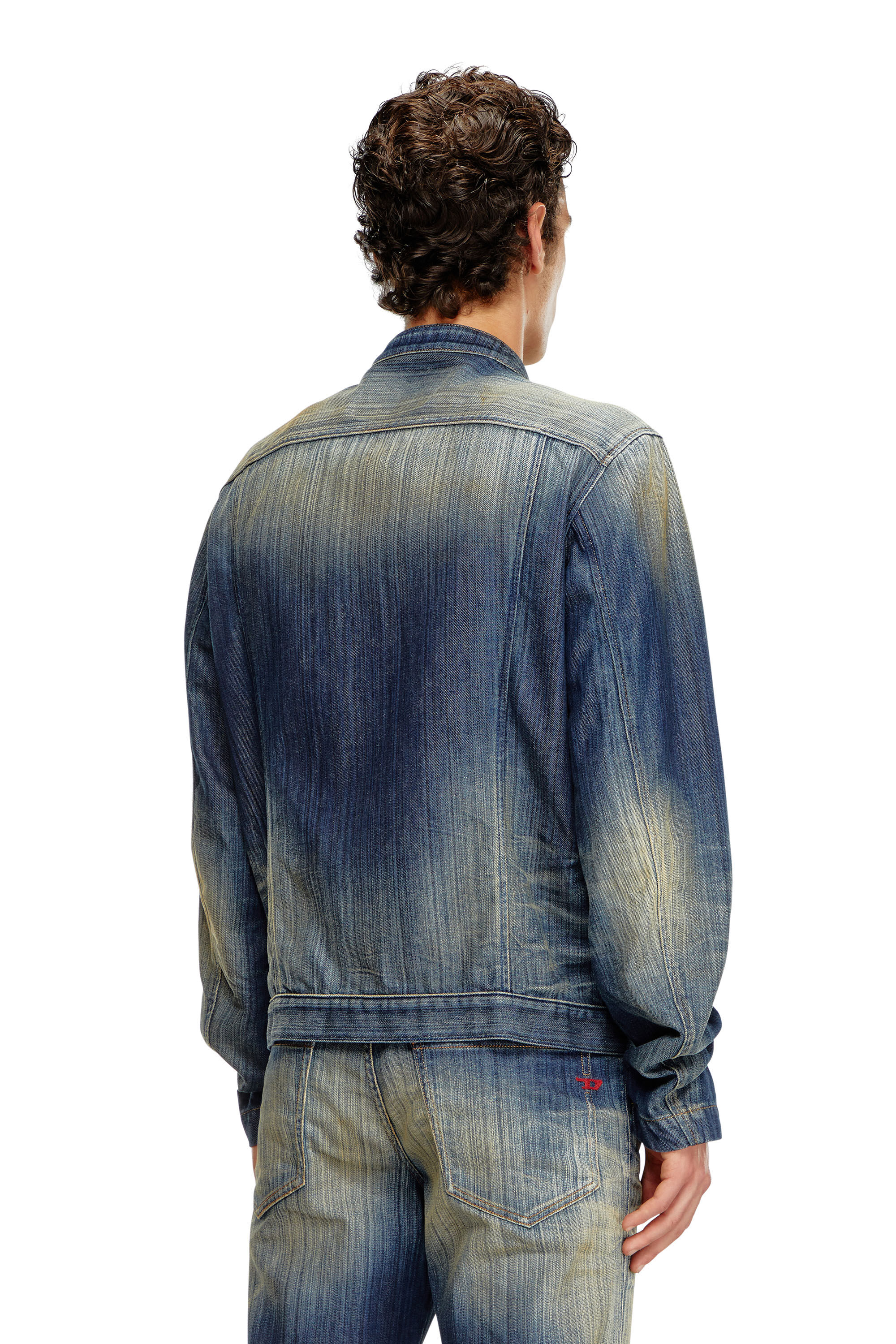 Men's Moto jacket in streaky denim | Blue | Diesel Men's Moto jacket in streaky denim | Blue | Diesel