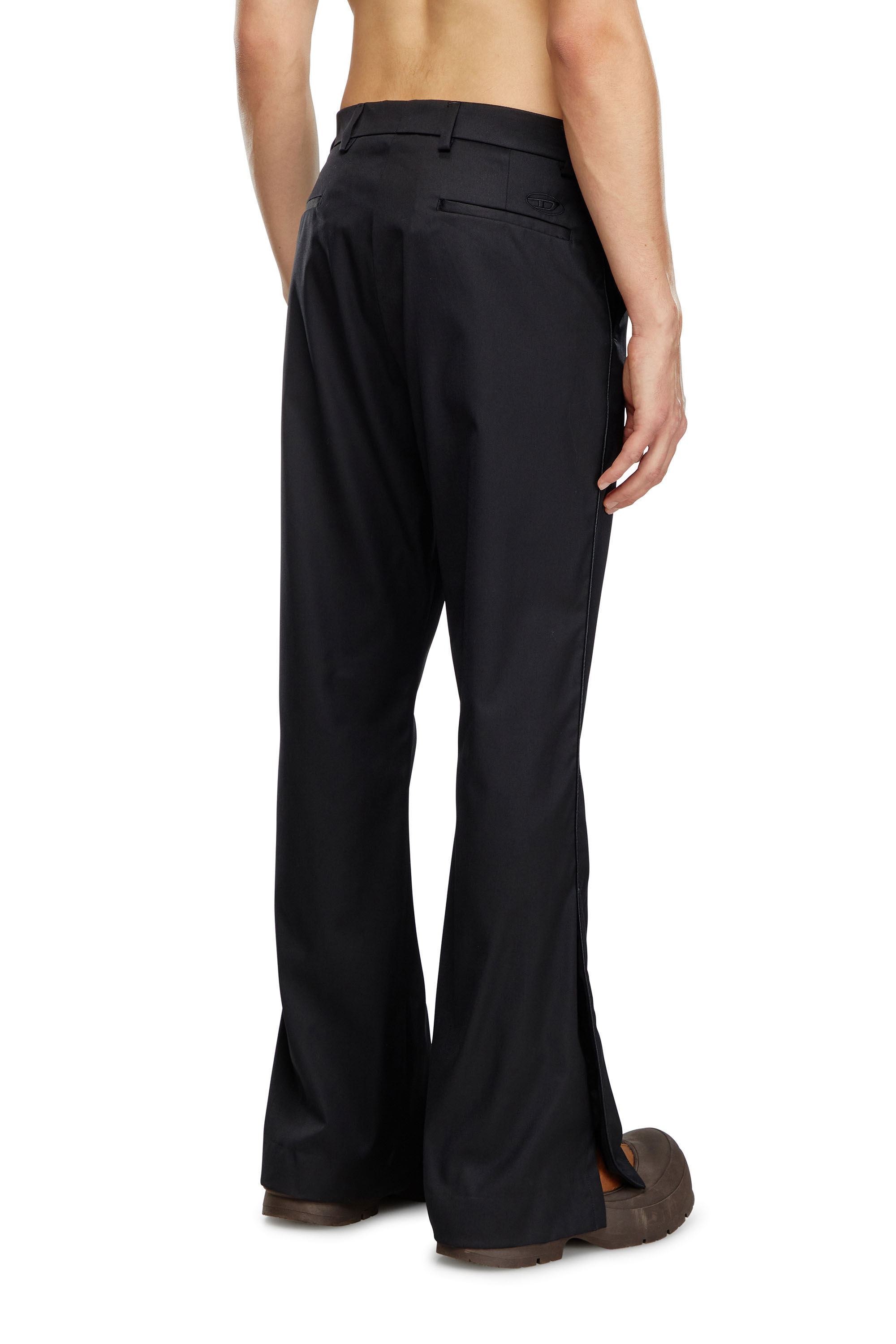 Men's Wool-nylon pants with side slits | Black | Diesel