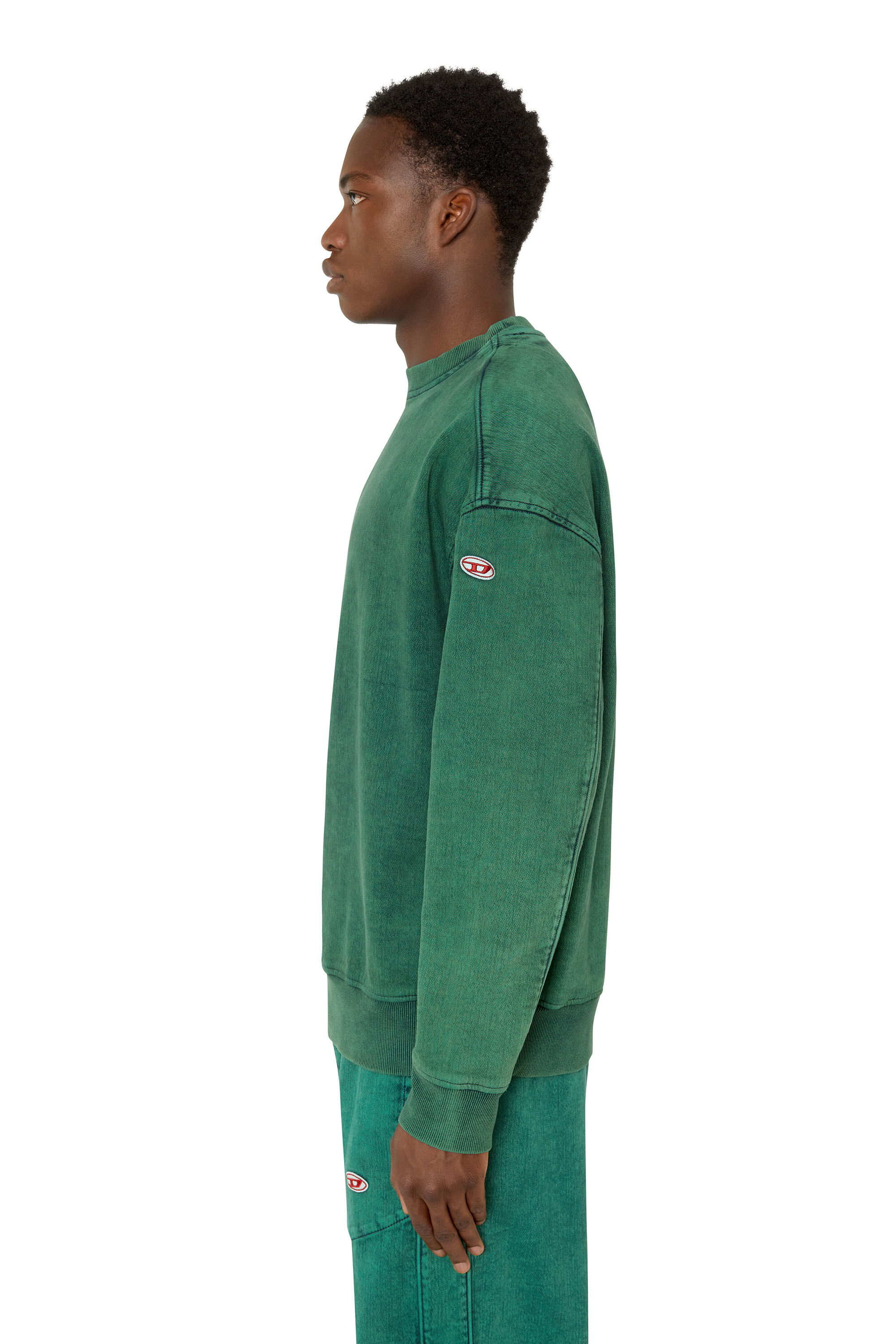 Diesel - D-KRIB TRACK DENIM SWEATSHIRT, Verde - Image 6