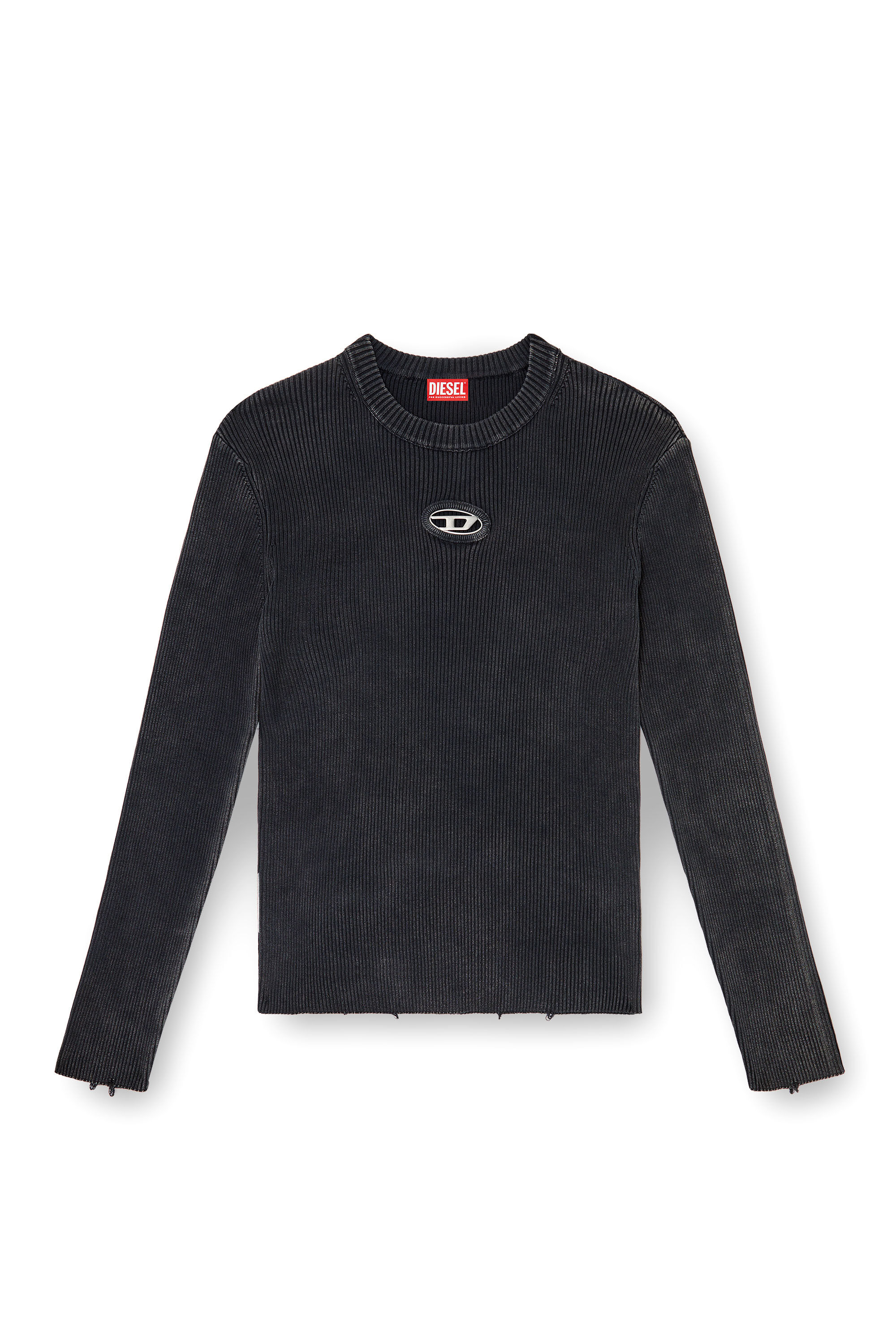 Diesel - K-DARIN-D, Jersey desgastado con logotipo recortado Hombre in Negro - 2