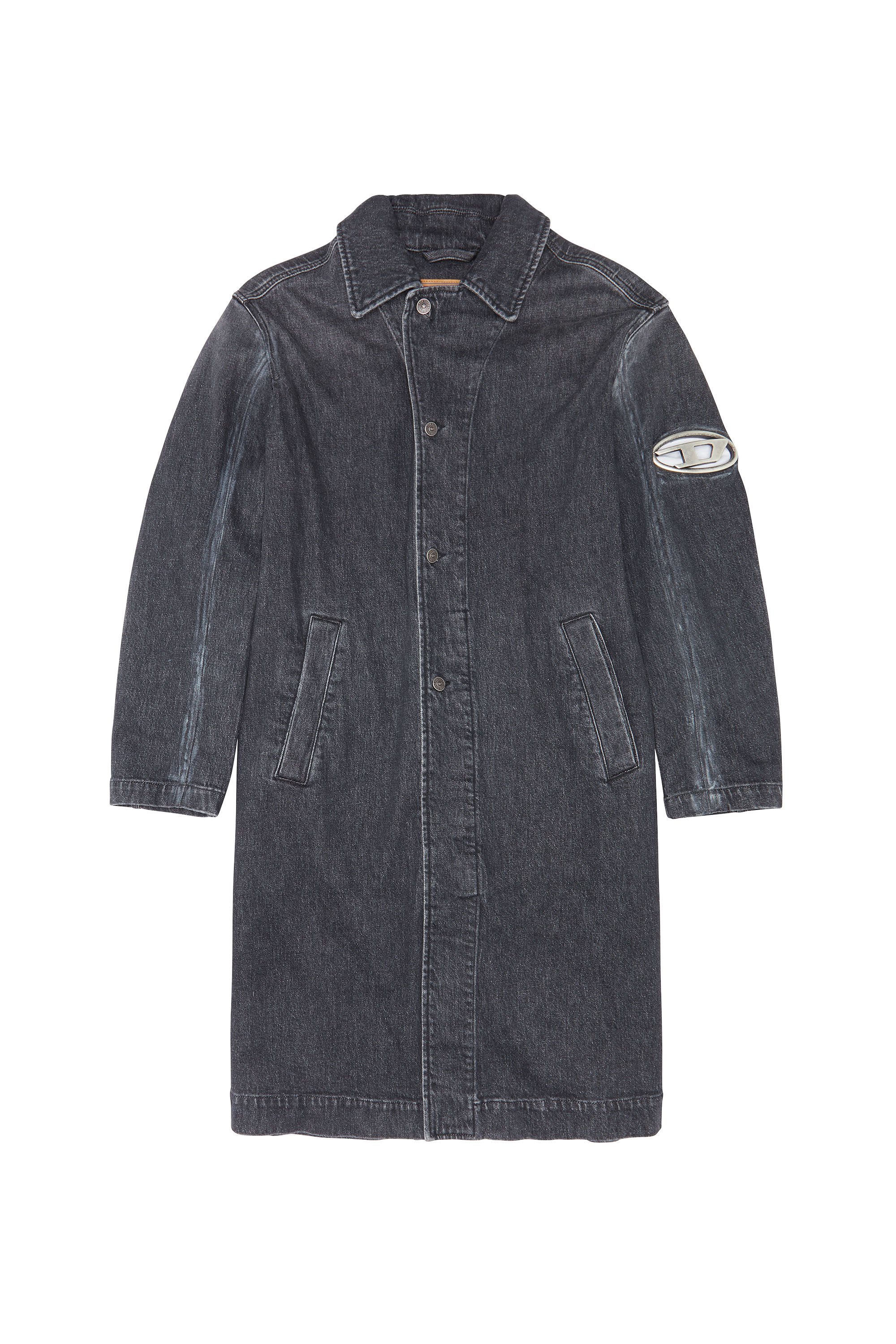 D-ROKU-LONG-FSC1 Man: Long jacket with cut-out metal D logo