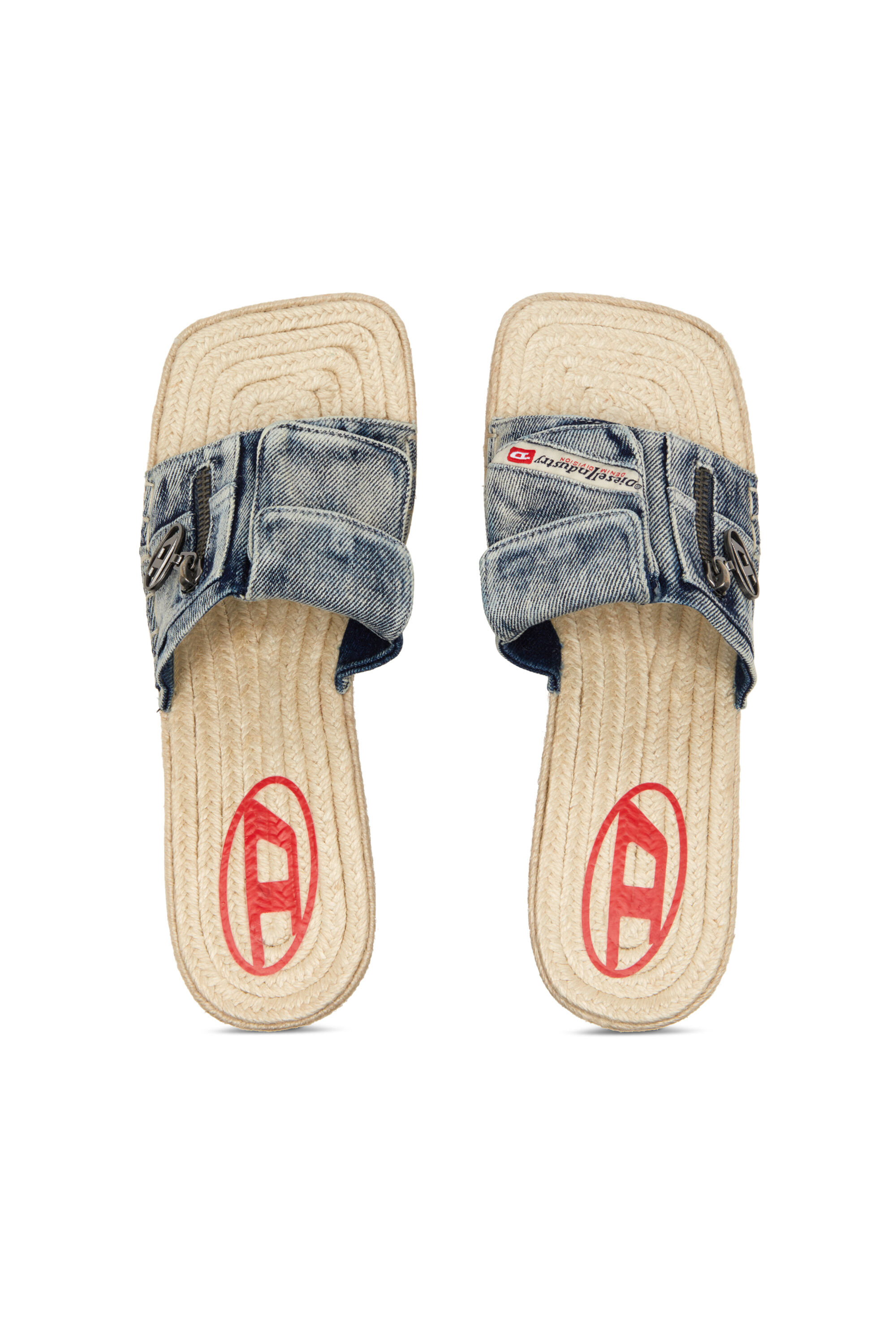 Diesel - D-IBIZA 40 PCK, D-Ibiza-Mocasines de esparto con plataforma y tacón en denim Mujer in Azul marino - 4