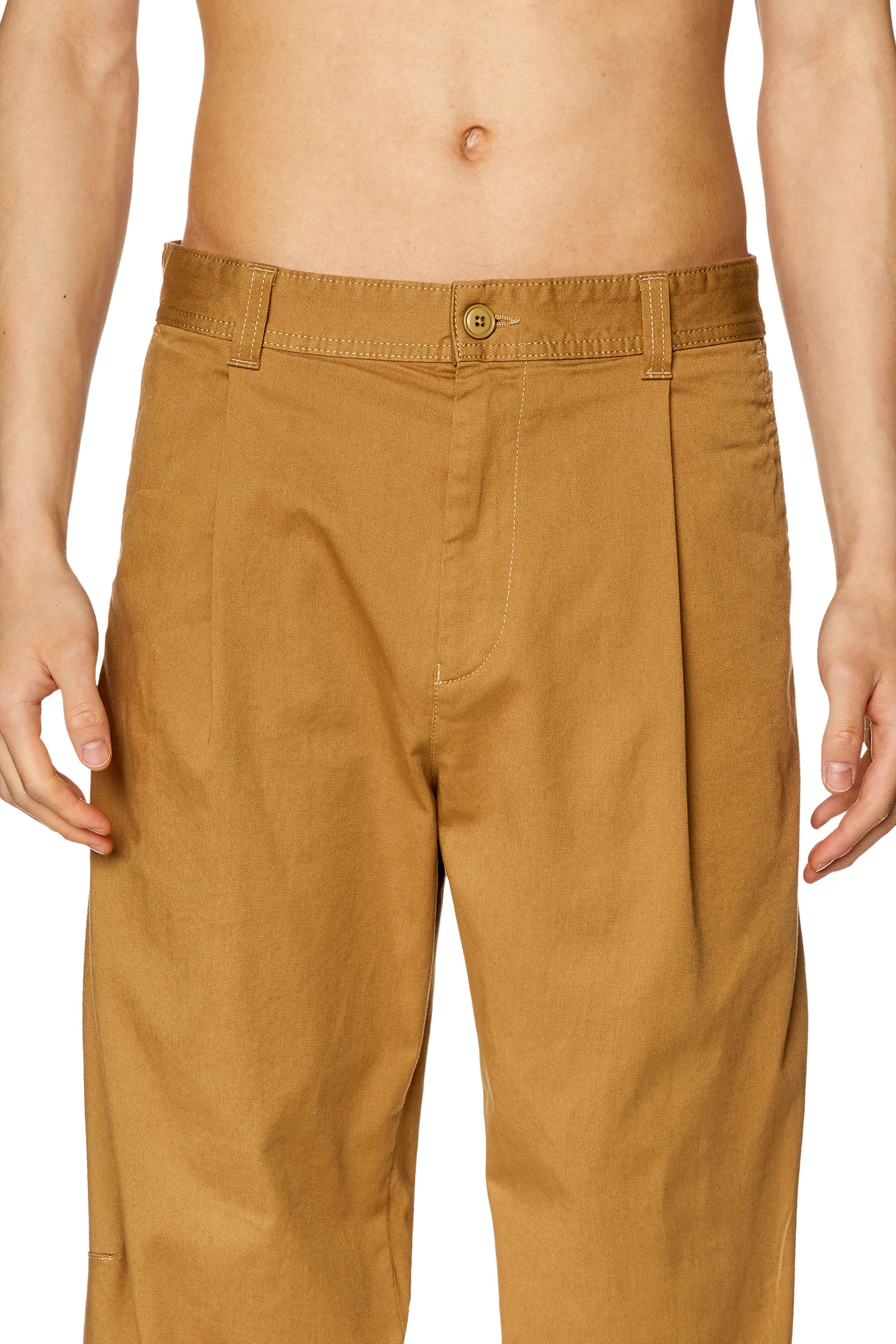Diesel - P-ARTHUR, Man's Carrot pants in cotton gabardine in Light Brown - 4
