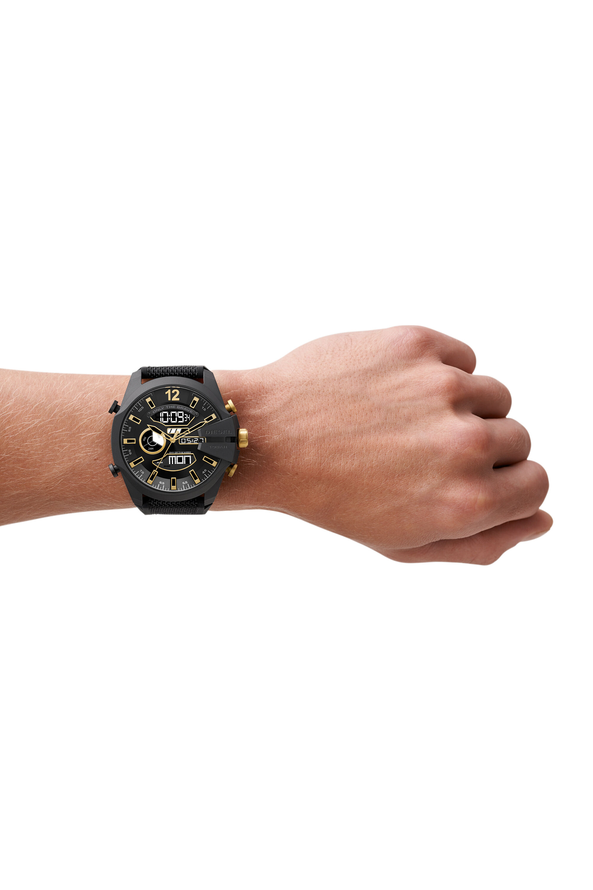 DZ4552 Man: Mega Chief analog-digital black silicone watch | Diesel