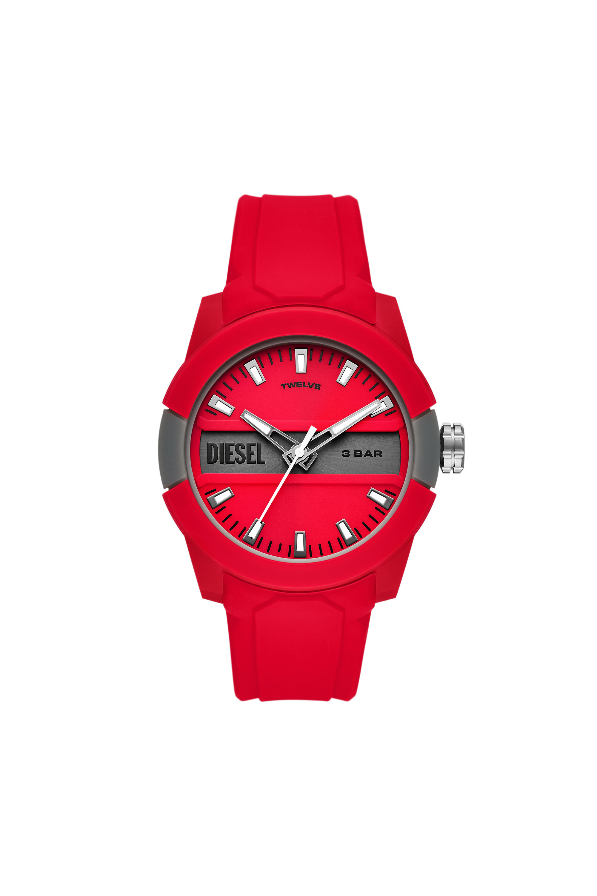 【年間ランキング6年連続受賞】 up Double DZ1980: three-hand Diesel | watch silicone red 男性用