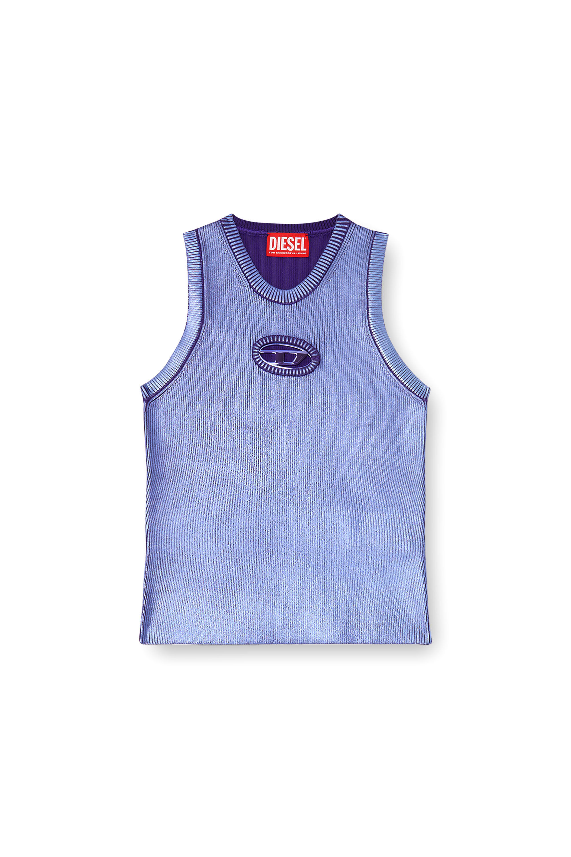 Women's Tank top in metallic ribbed knit | Violet | Diesel