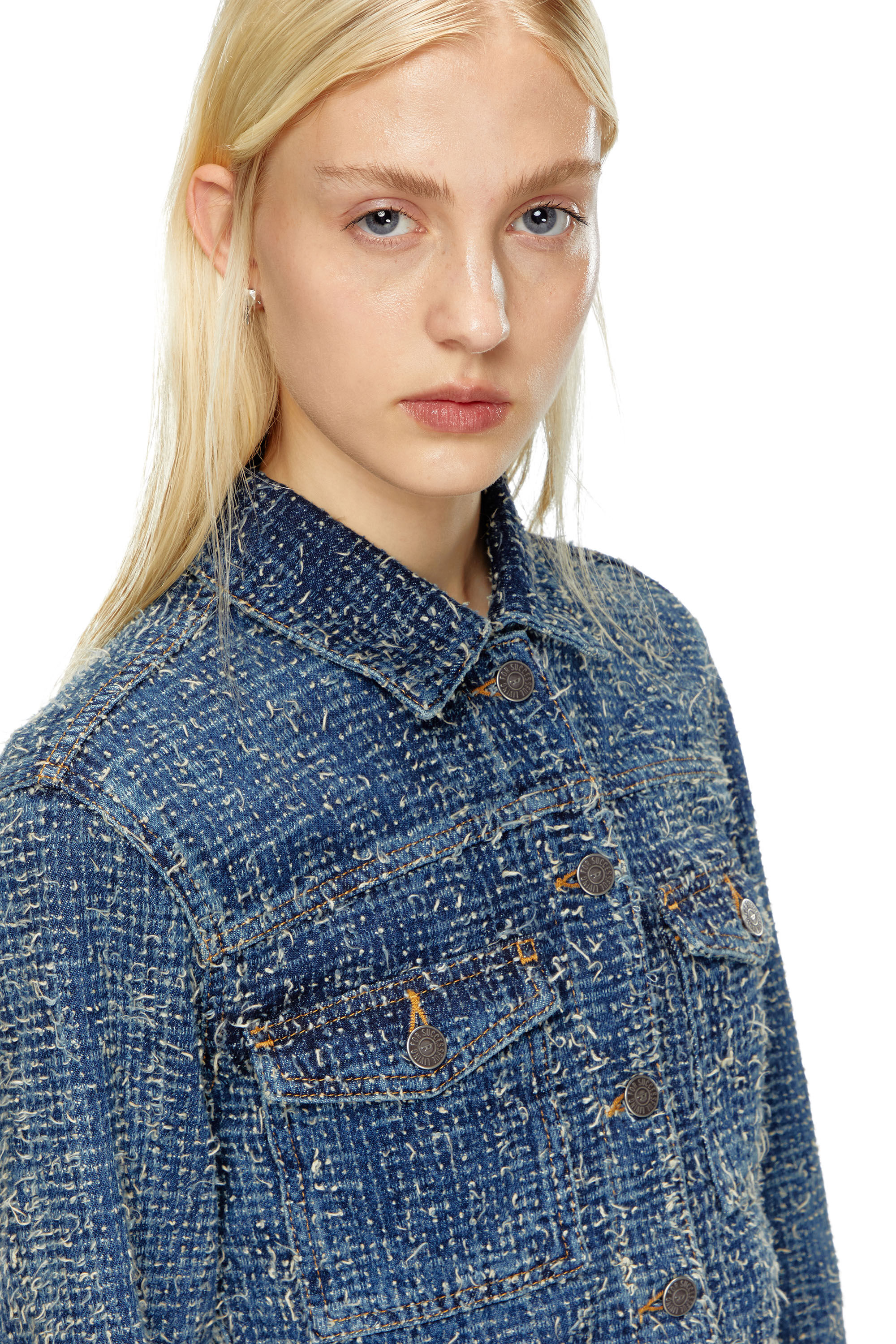 ジャケット・アウター DIESEL - eyelet short jacket Men's Hybrid denim and leather jacket | Black | Diesel