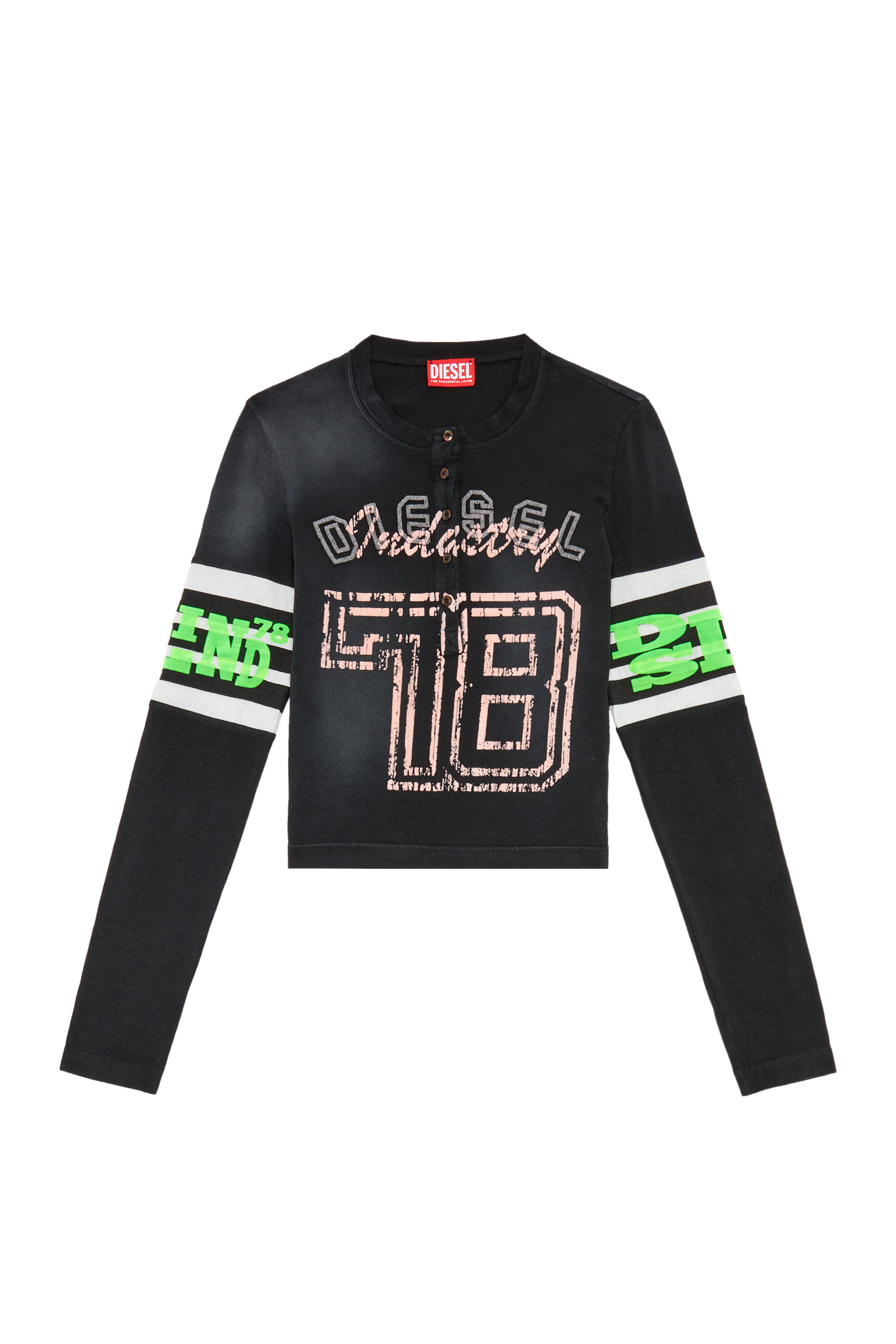 Women's Top in treated jersey with flock prints | Black | Diesel
