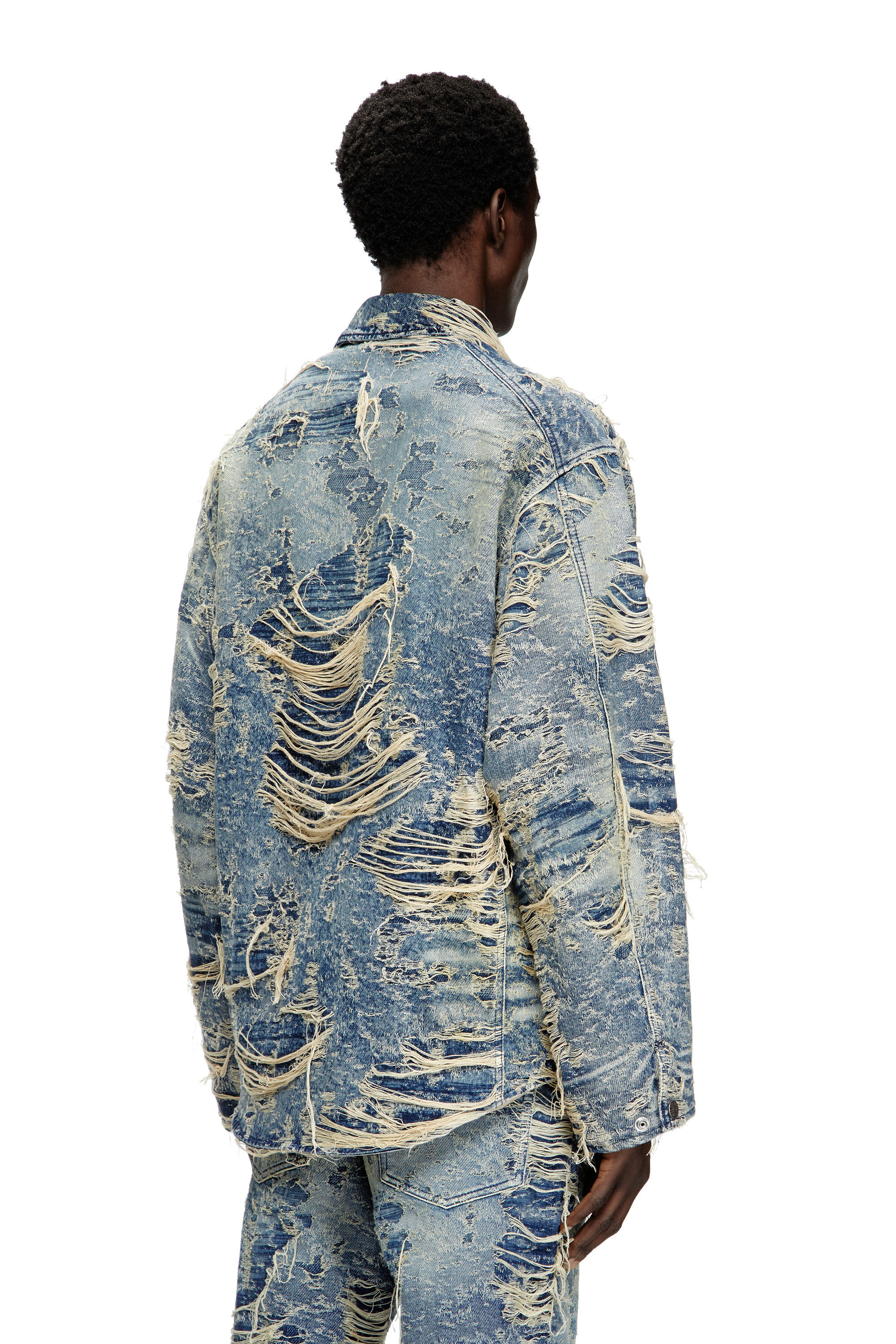 Diesel - D-IVAR-FSG1, Chaqueta de denim con hilos flotantes Hombre in Azul marino - 5