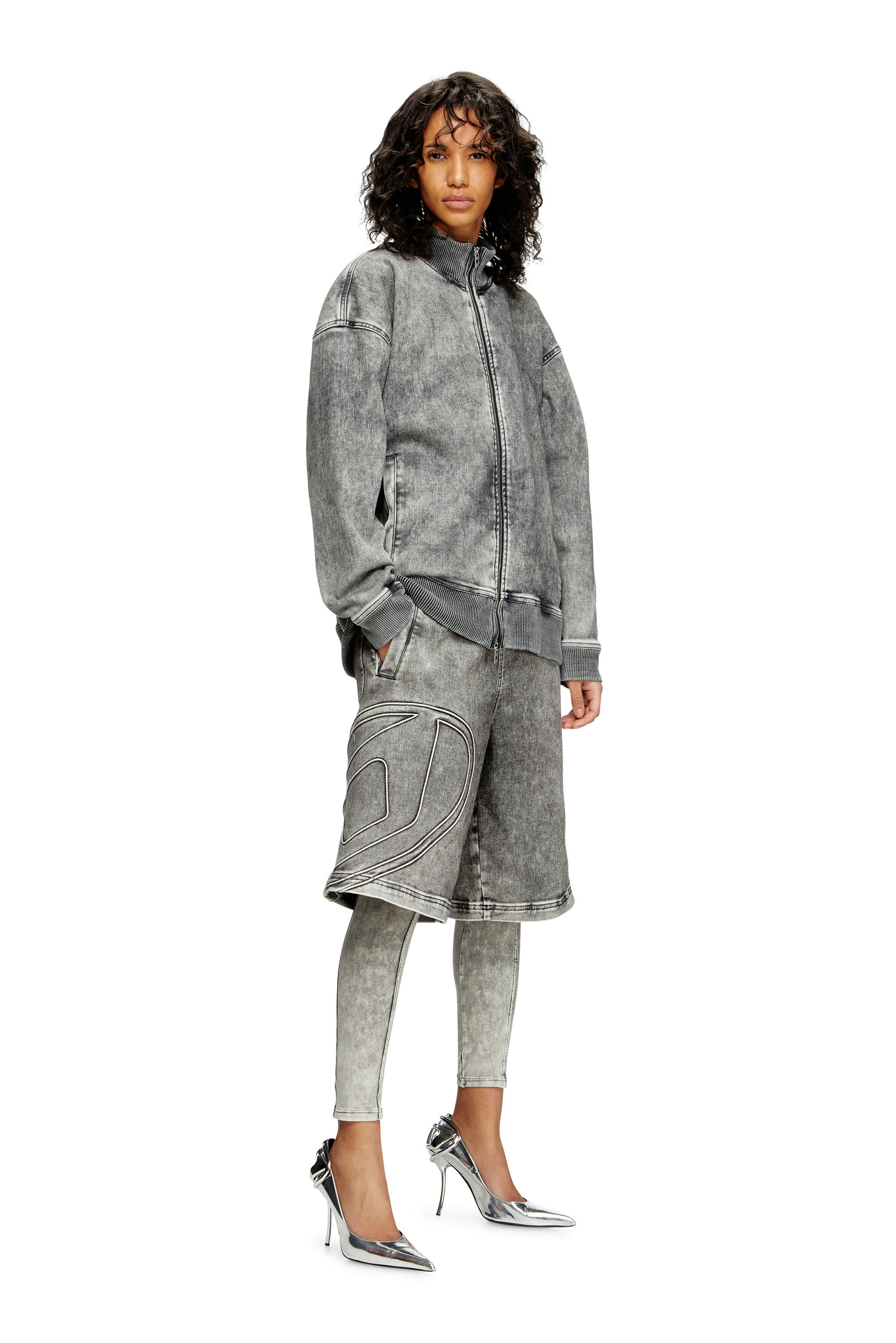Women's Track Denim bermudas with Oval D | Grey | Diesel