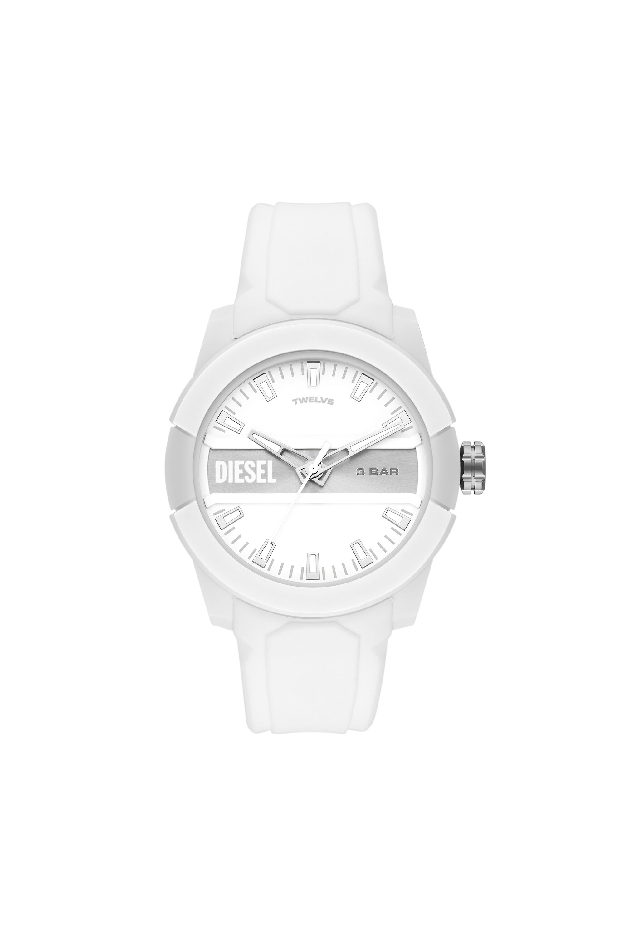 DZ1981: Double up three-hand white silicone watch | Diesel
