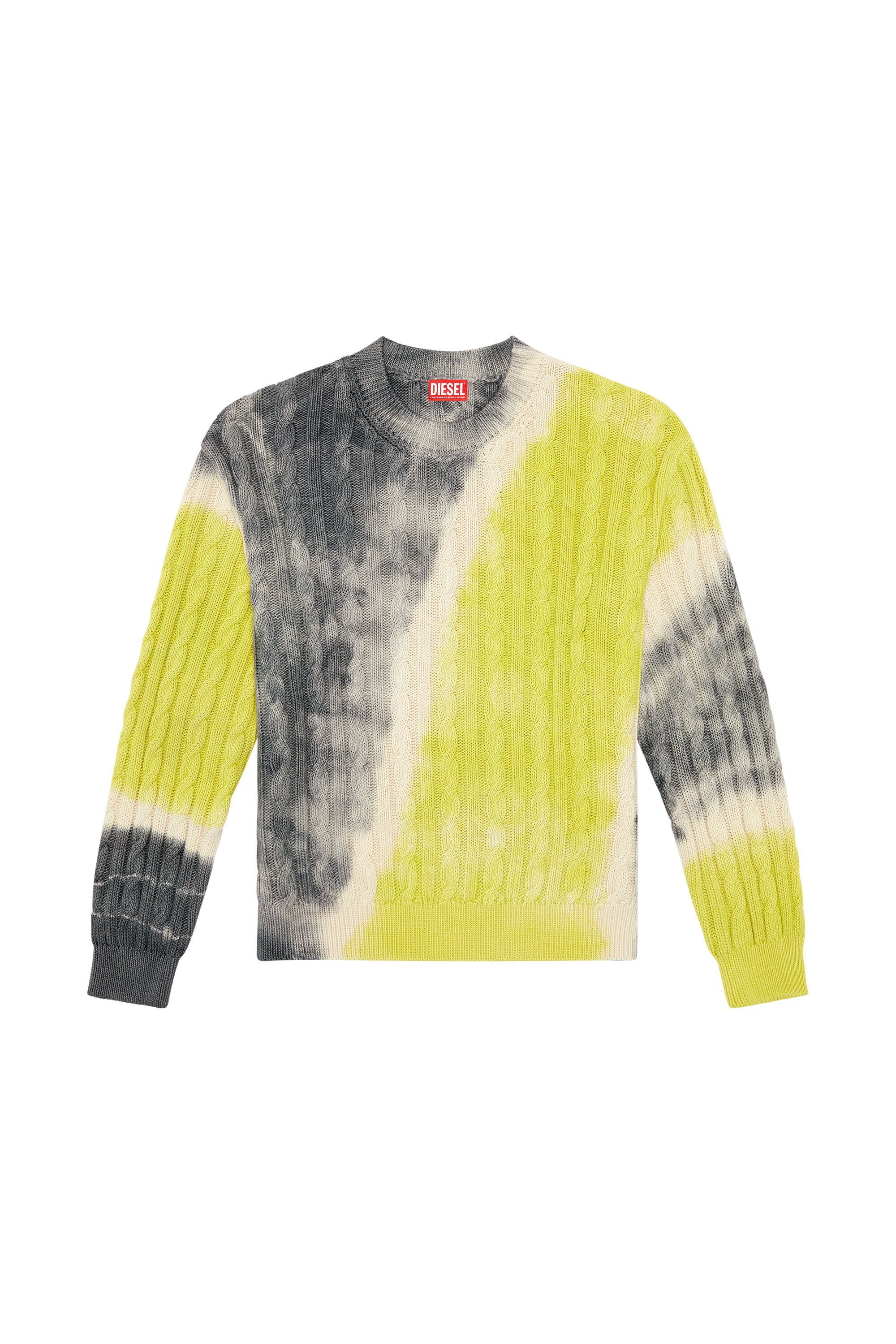 Men's Tie-dye jumper in cable-knit cotton | Multicolor | Diesel