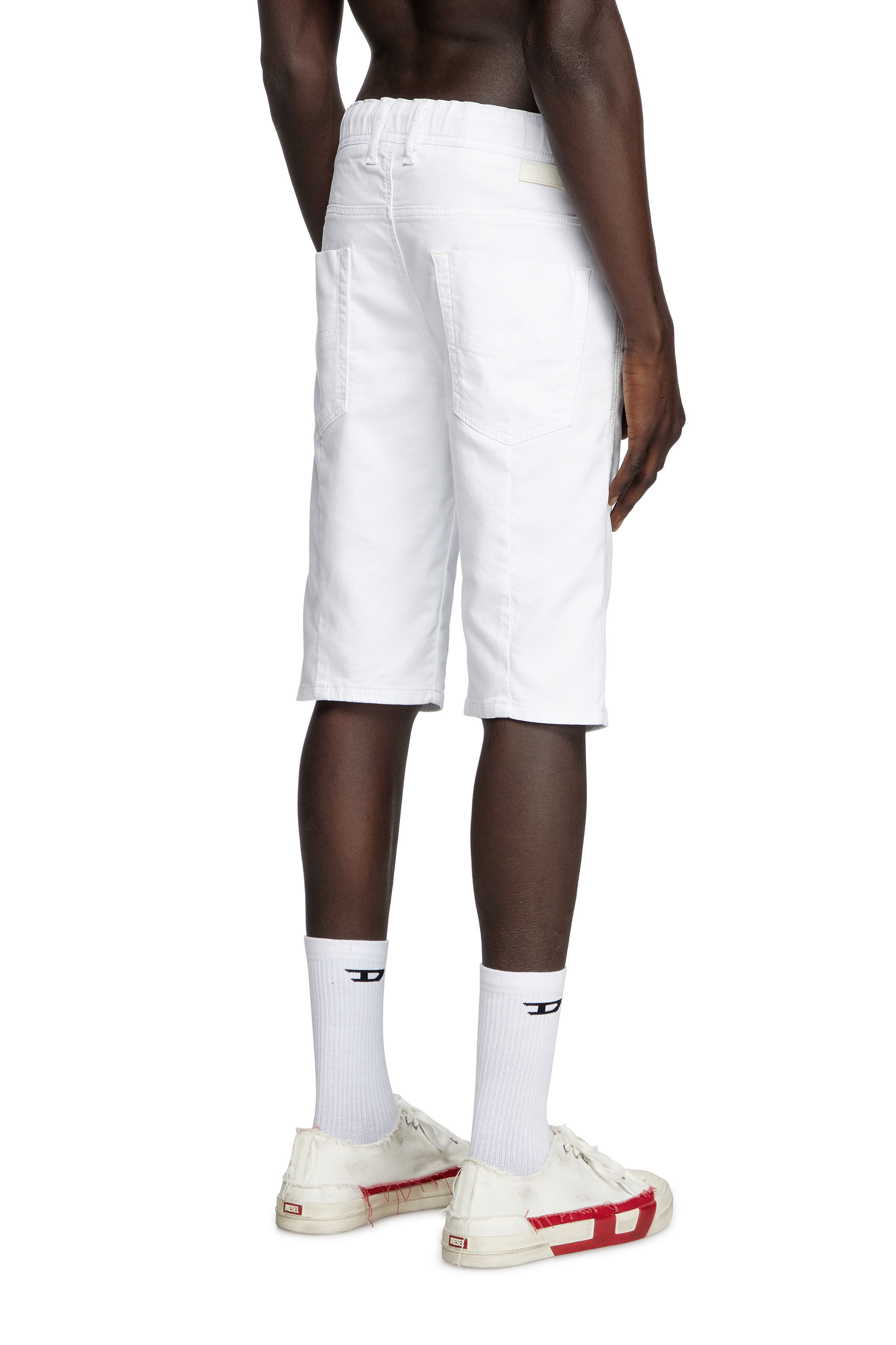 Diesel - D-KROOSHORT JOGGJEANS, Man's Slim shorts in solid-colour JoggJeans® in White - 2
