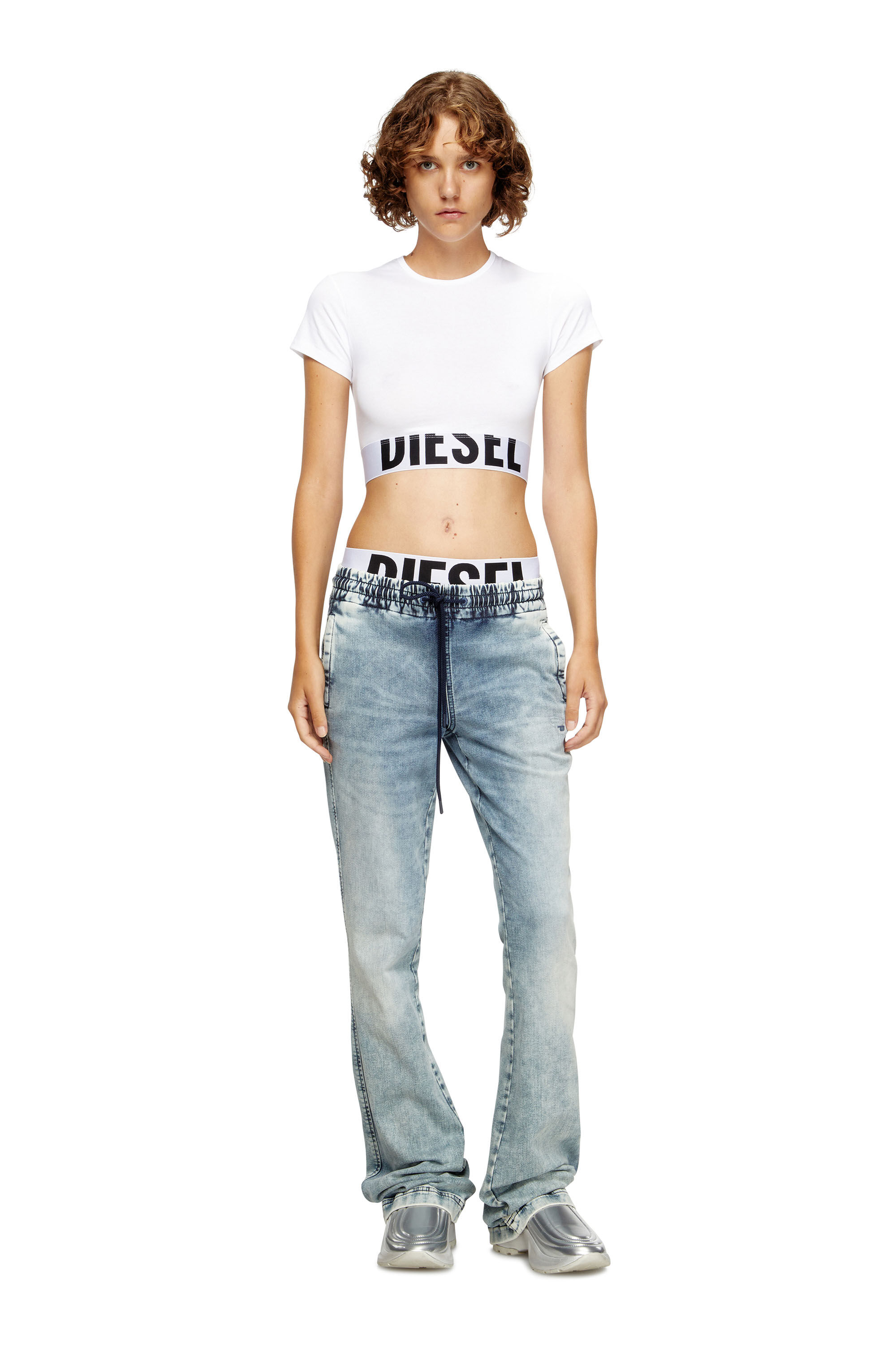 Women's Sporty cropped top with logo band | White | Diesel