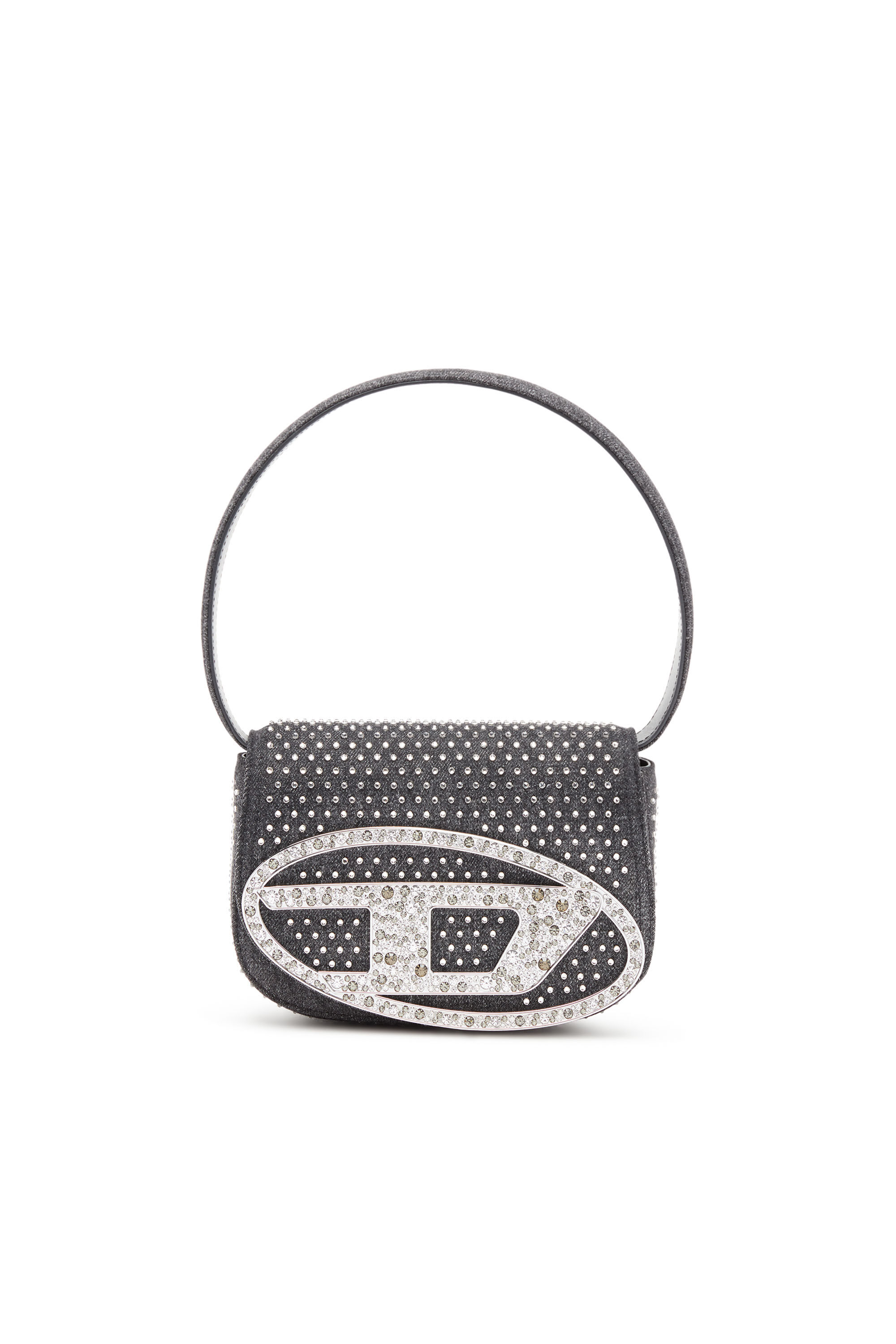 Women's 1DR - Iconic shoulder bag in denim and crystals