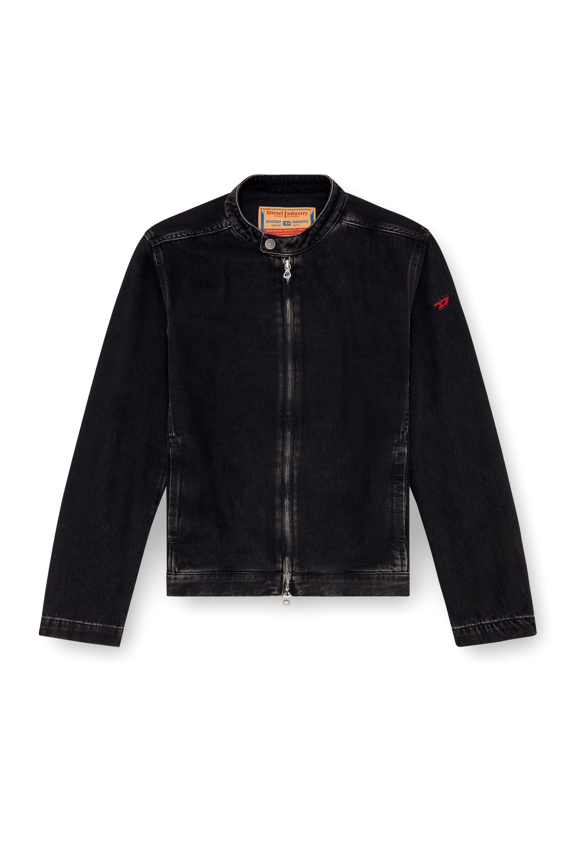 Diesel - D-GLORY, Chaqueta motera en denim de lavado impecable Hombre in Negro - 2
