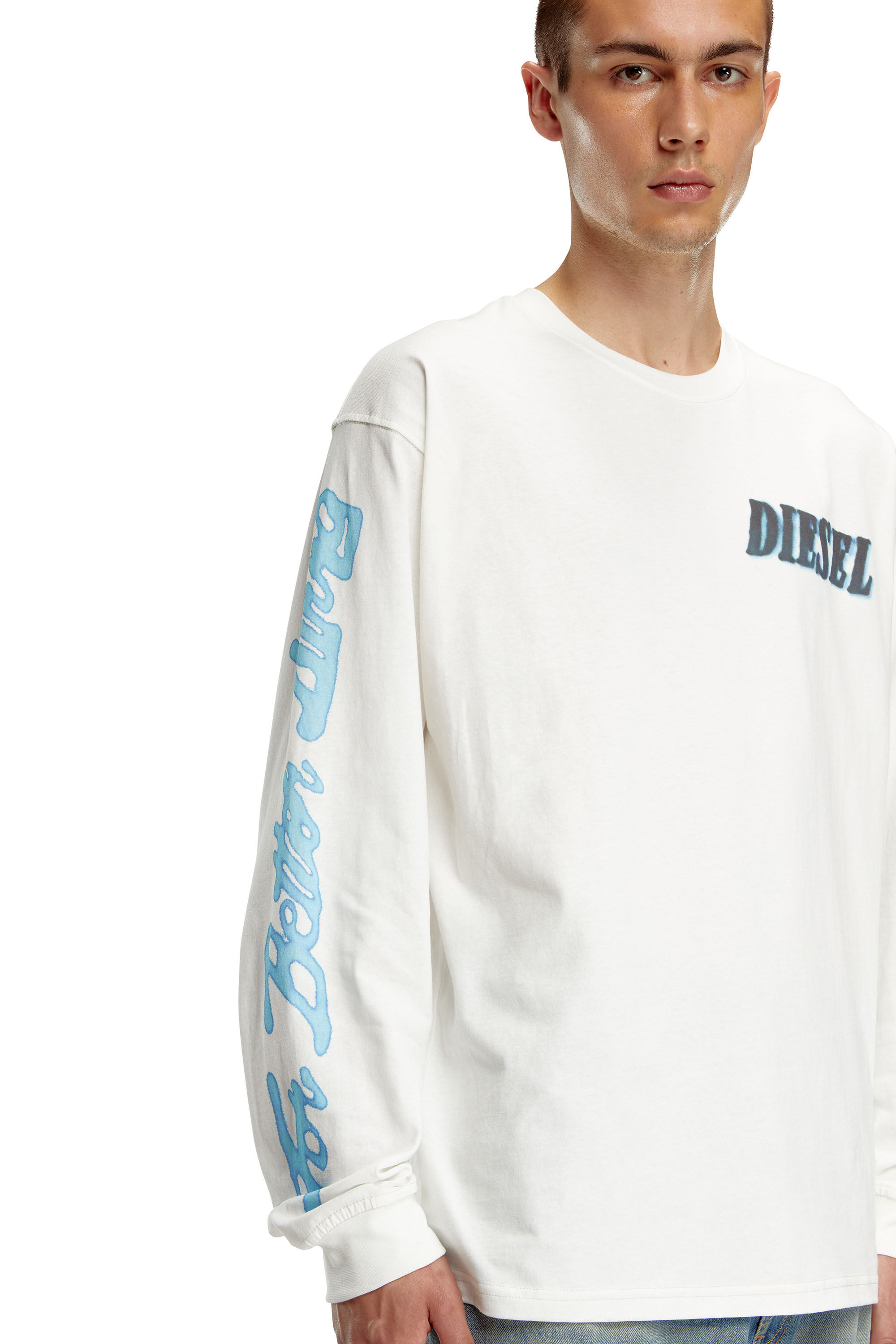 Men's Long-sleeve T-shirt with logo prints | White | Diesel