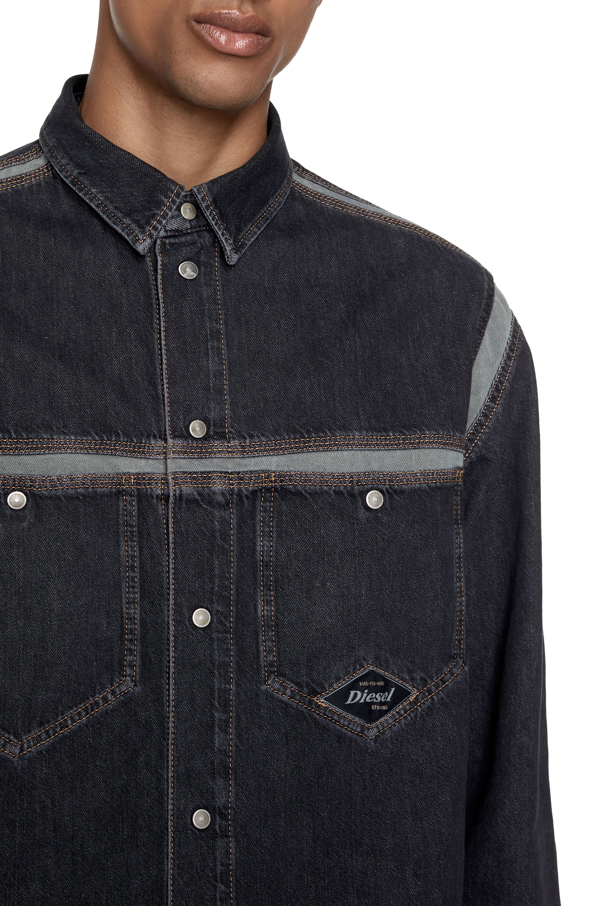 D-HOR-FS Man: Fashion Show denim shirt with links | Diesel