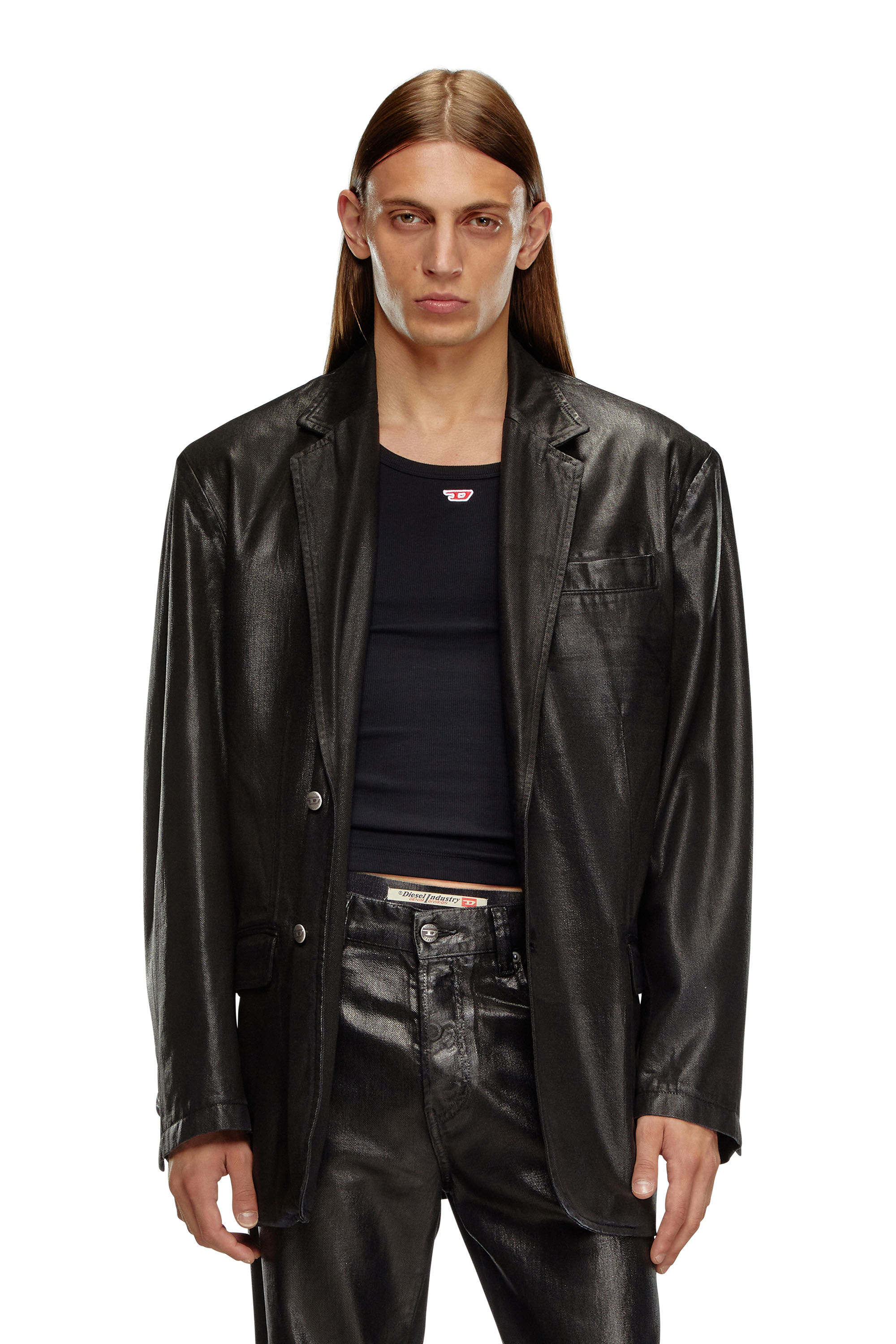 Diesel - D-BLA, Blazer en denim de sastrería recubierto Unisex in Negro - 3