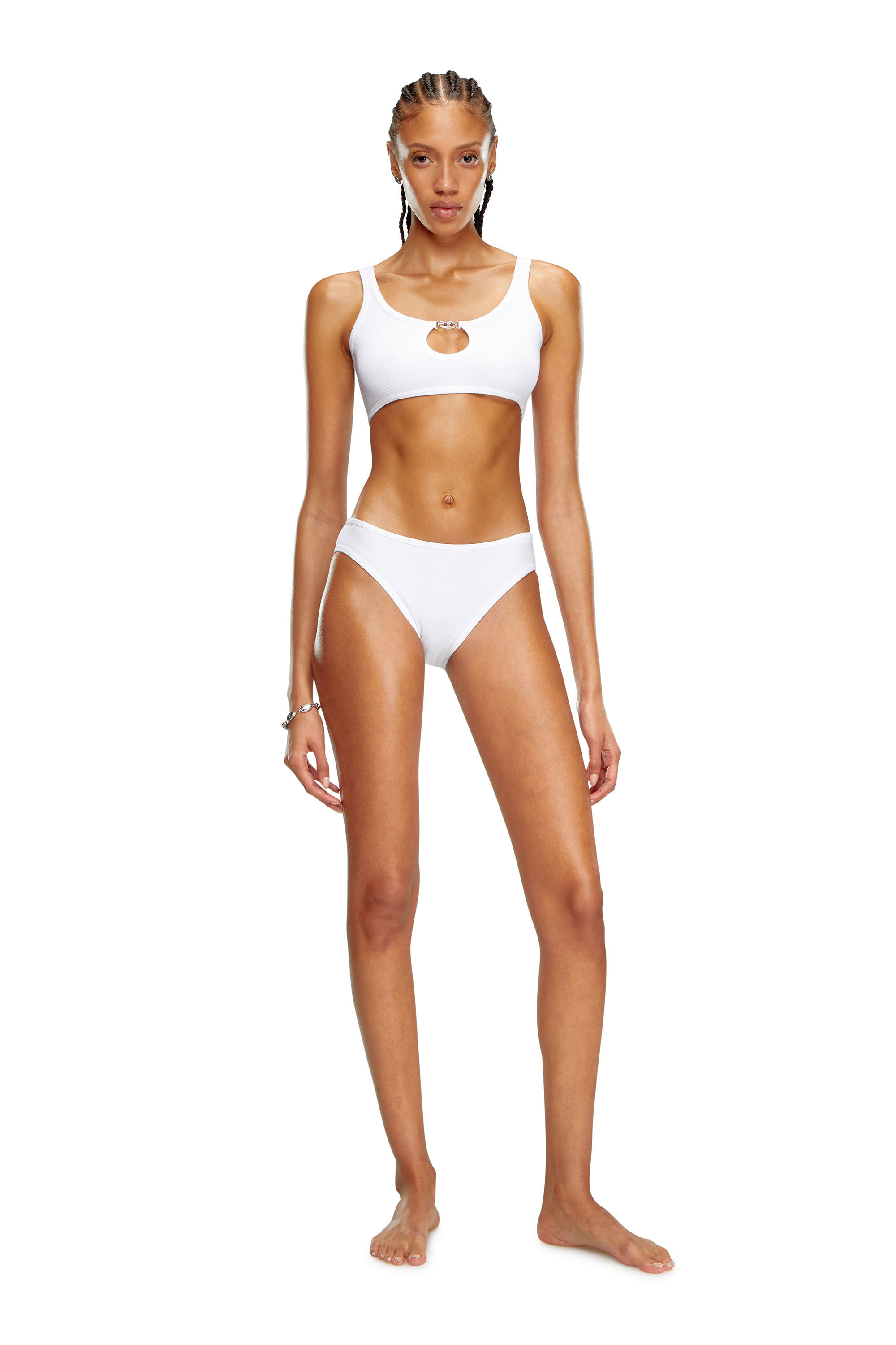 有名なブランド Oval with bralette Ribbed Women's D Diesel | White | plaque 下着・アンダーウェア