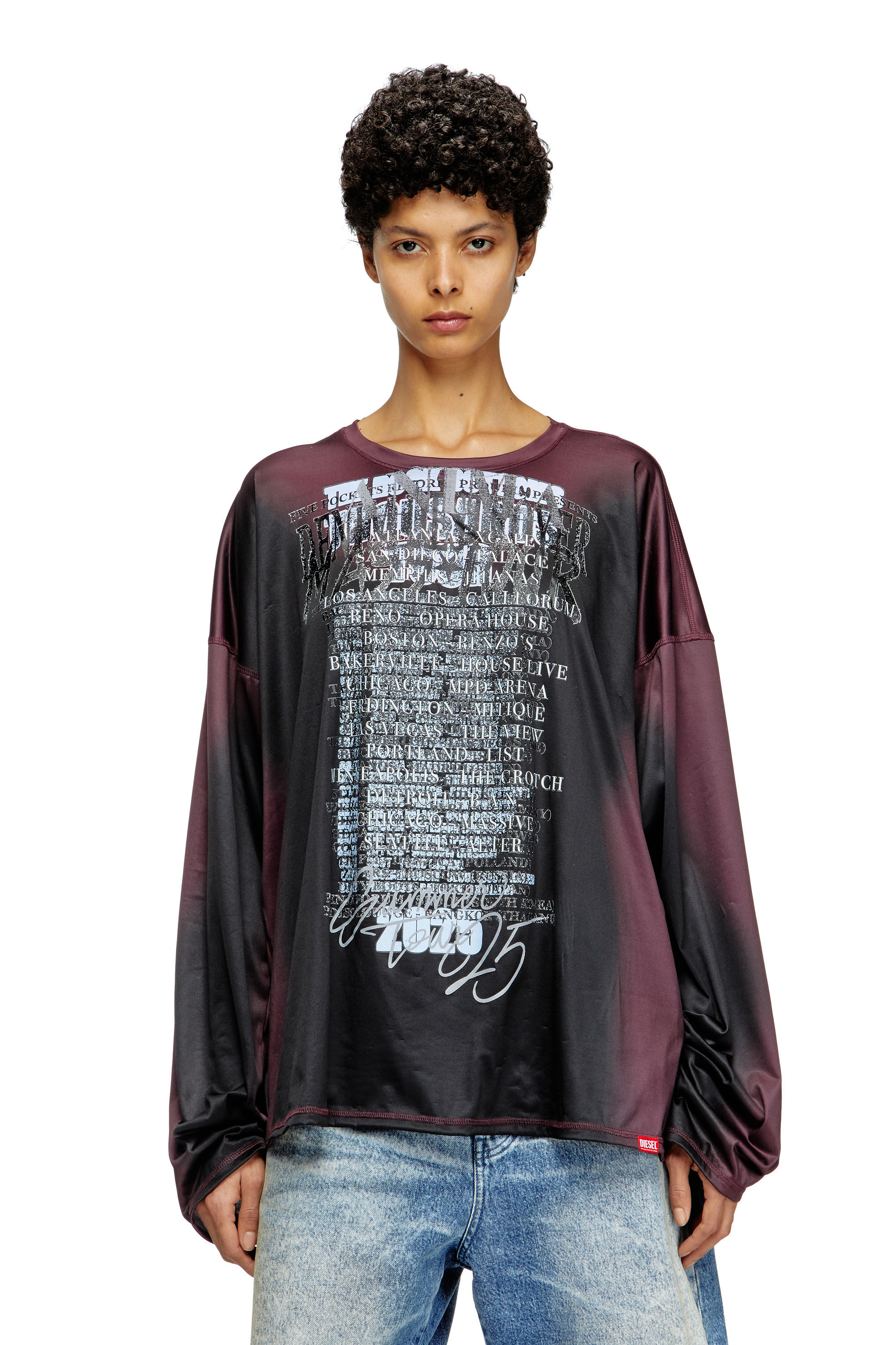 Diesel - T-OLAVI-AA, Camiseta de manga larga de tejido técnico con estampado de letras de canciones Unisex in Multicolor - 6