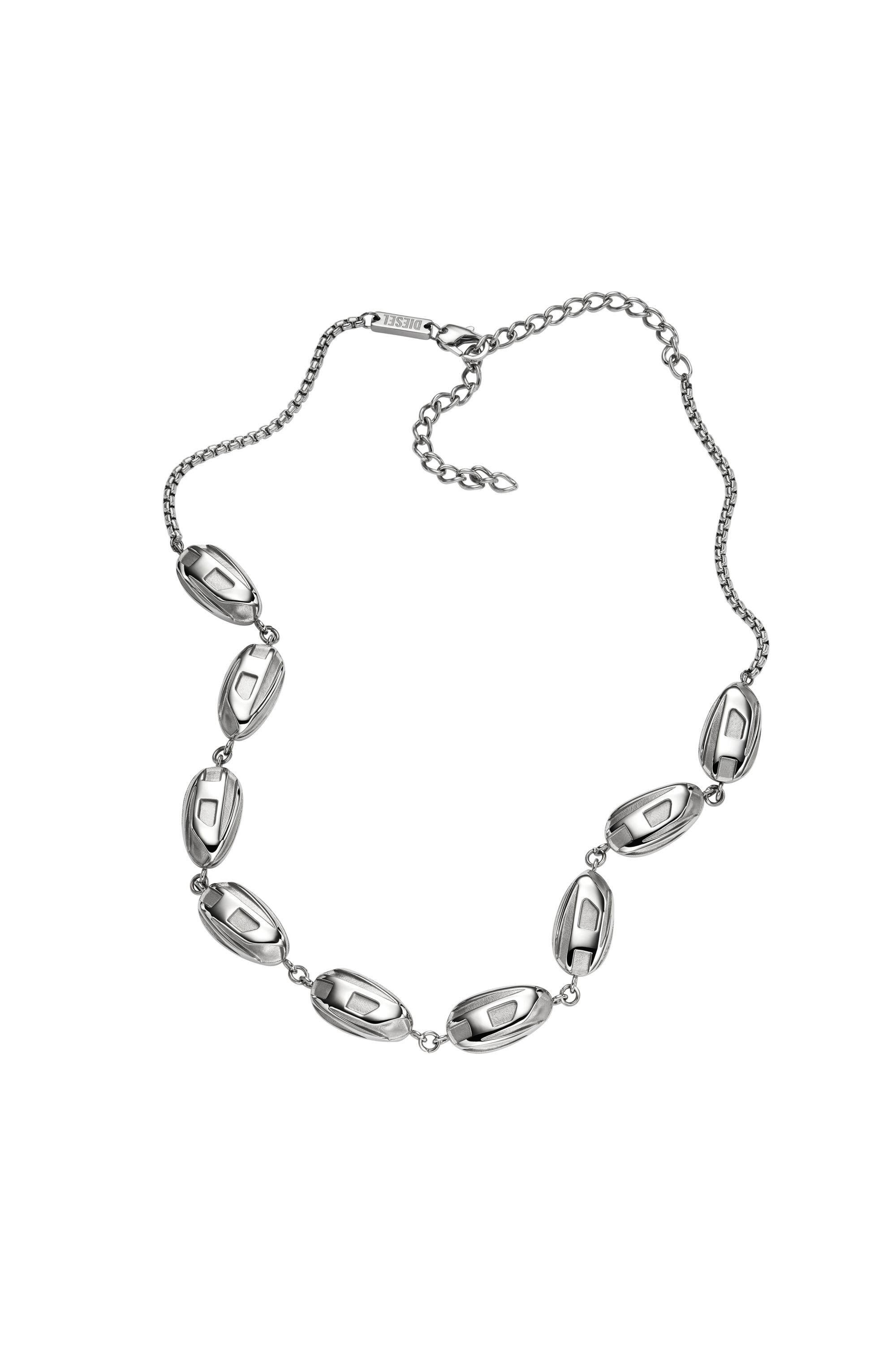 ★DIESEL★ D logo chain necklace DX1578040 Women's Interlocking D Logo Stainless Steel Chain Necklace