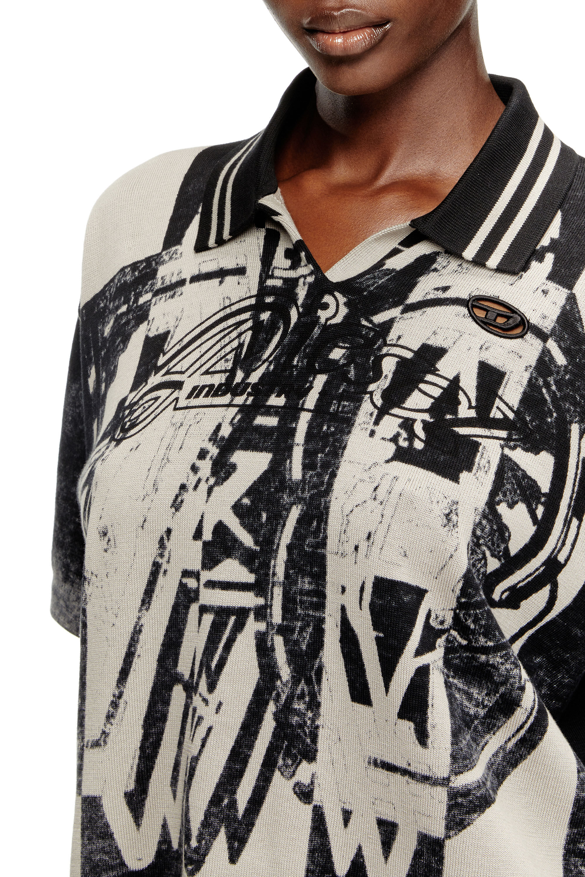 Diesel - M-OLIBA-POLO, Woman's Striped polo jumper with 78 logo in null - 5
