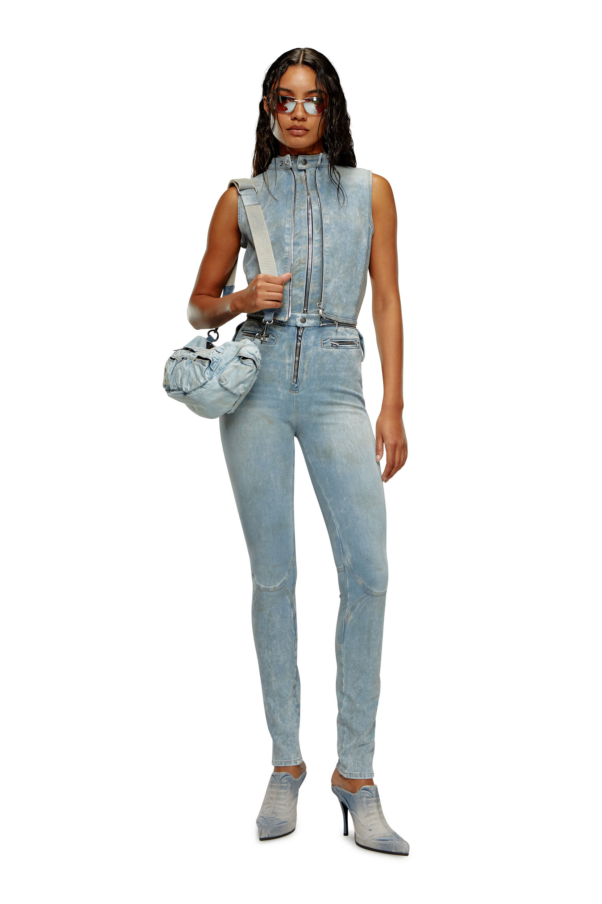 Diesel - DE-NATAISLA-FSE, Mono de denim transformable de segunda piel Mujer in Azul marino - 3