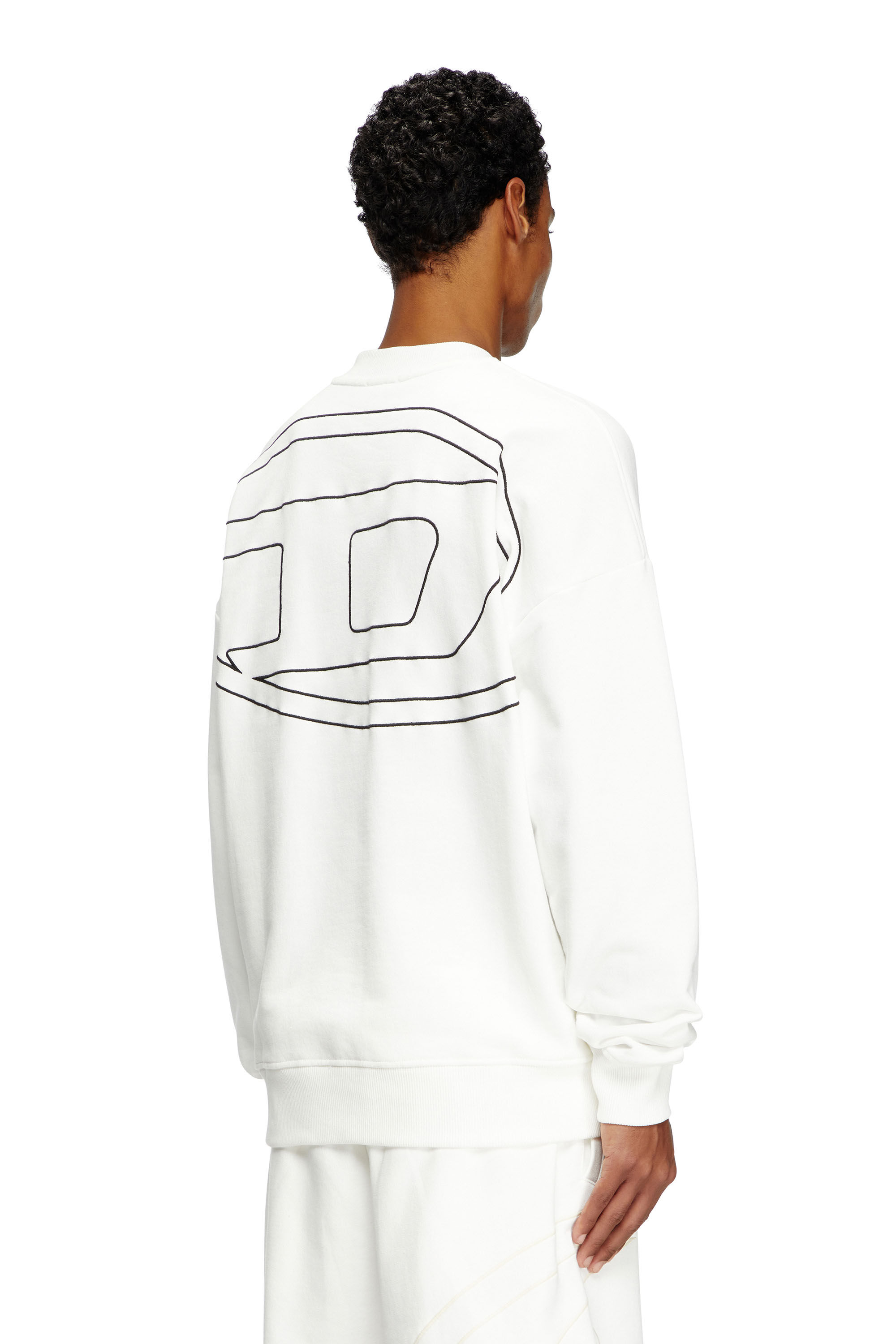 Diesel - S-ROB-MEGOVAL-D, Sudadera con logotipo bordado Hombre in Blanco - 3