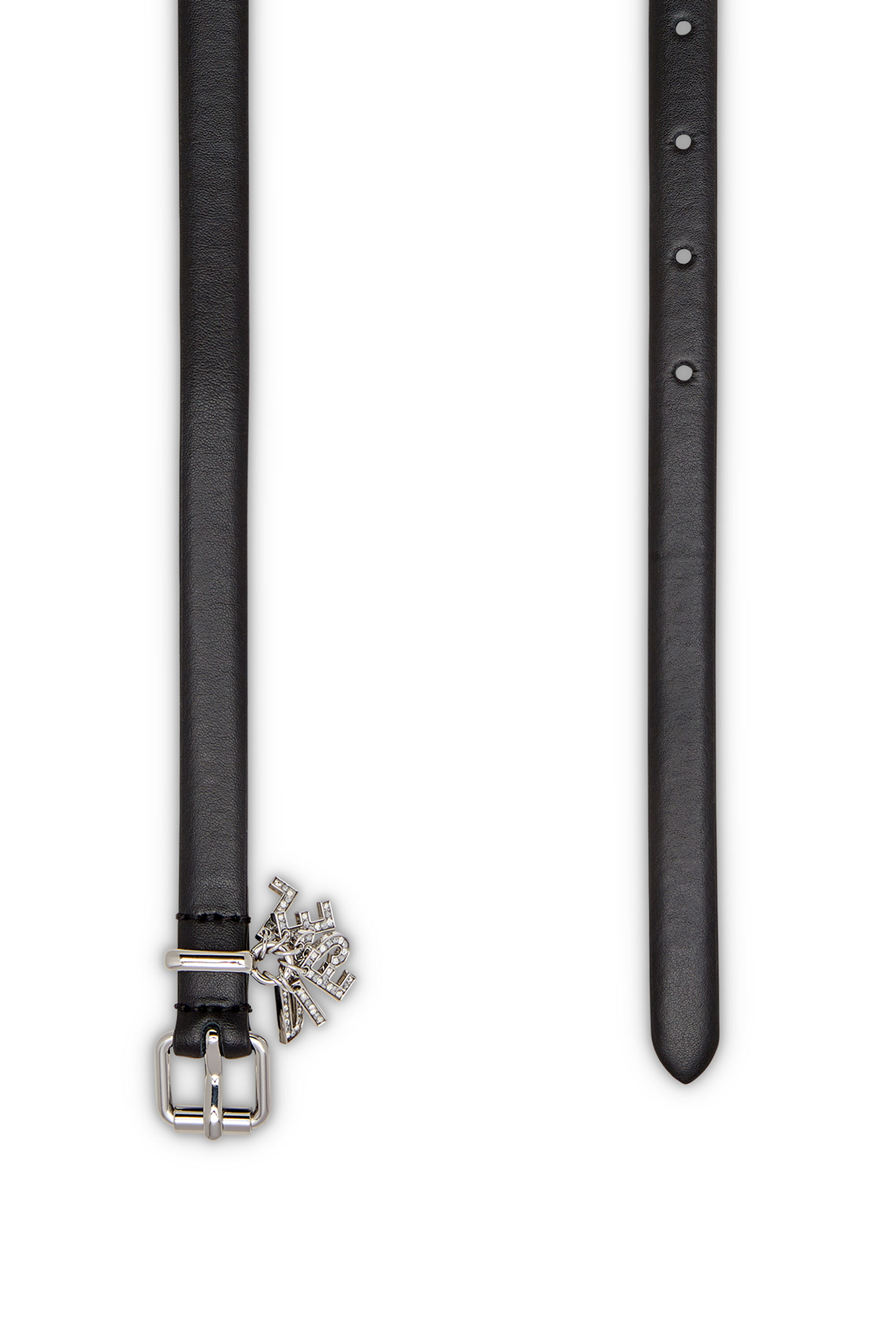 Diesel - B-CHARM-LOOP, Cinturón de cuero napa con colgantes con el logotipo Mujer in Negro - 2