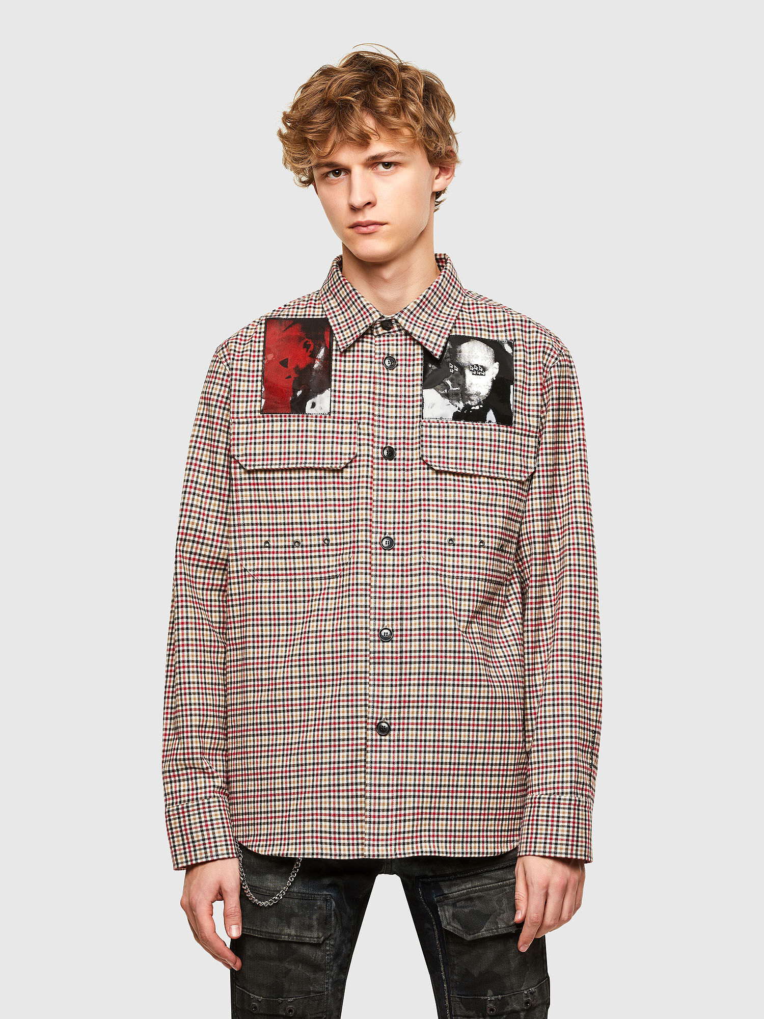 S IDOL Man Flannel shirt with patches Diesel