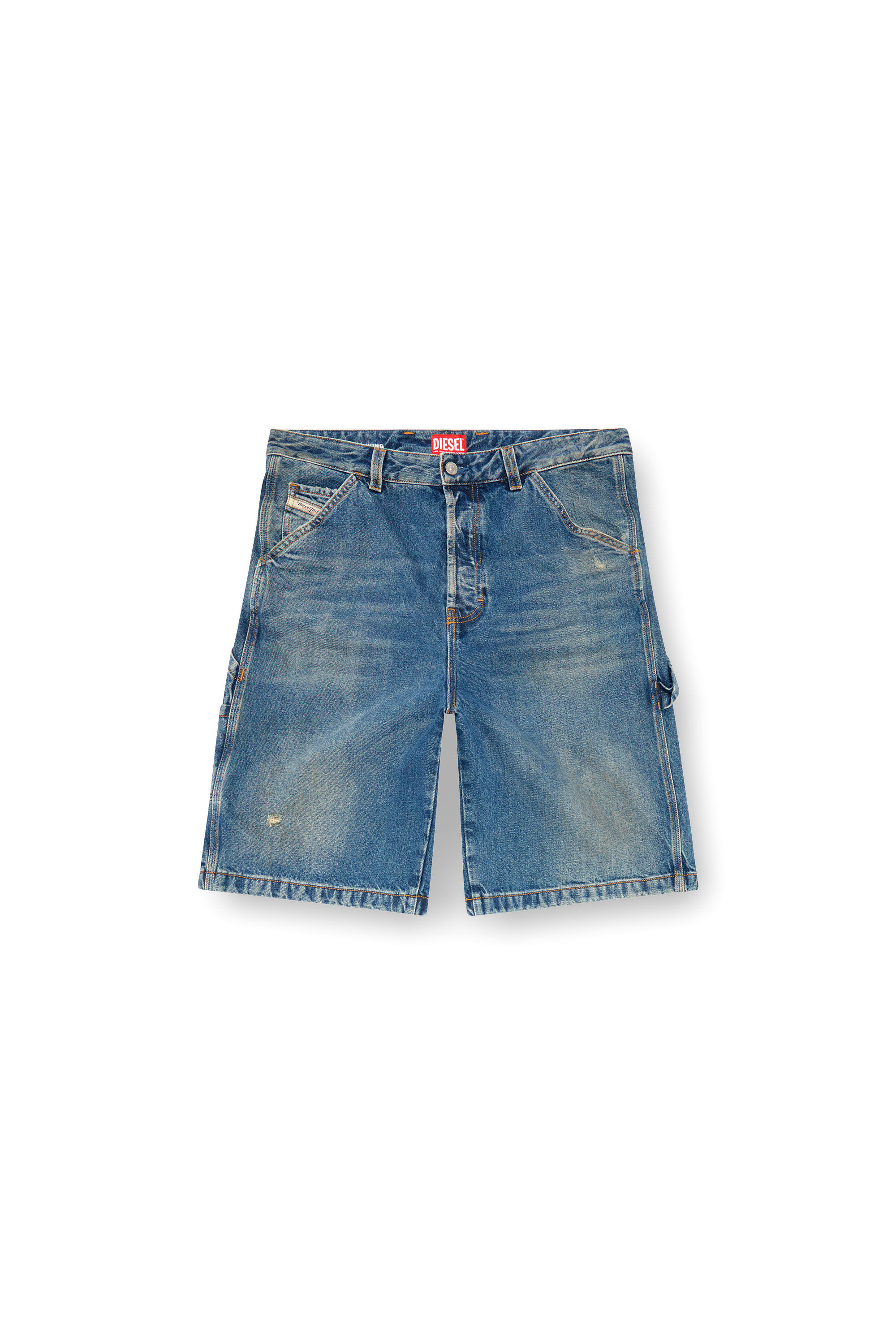 Diesel - D-LIVERY-SHORT, Man's Denim utility shorts with dusty wash in Medium blue - 2