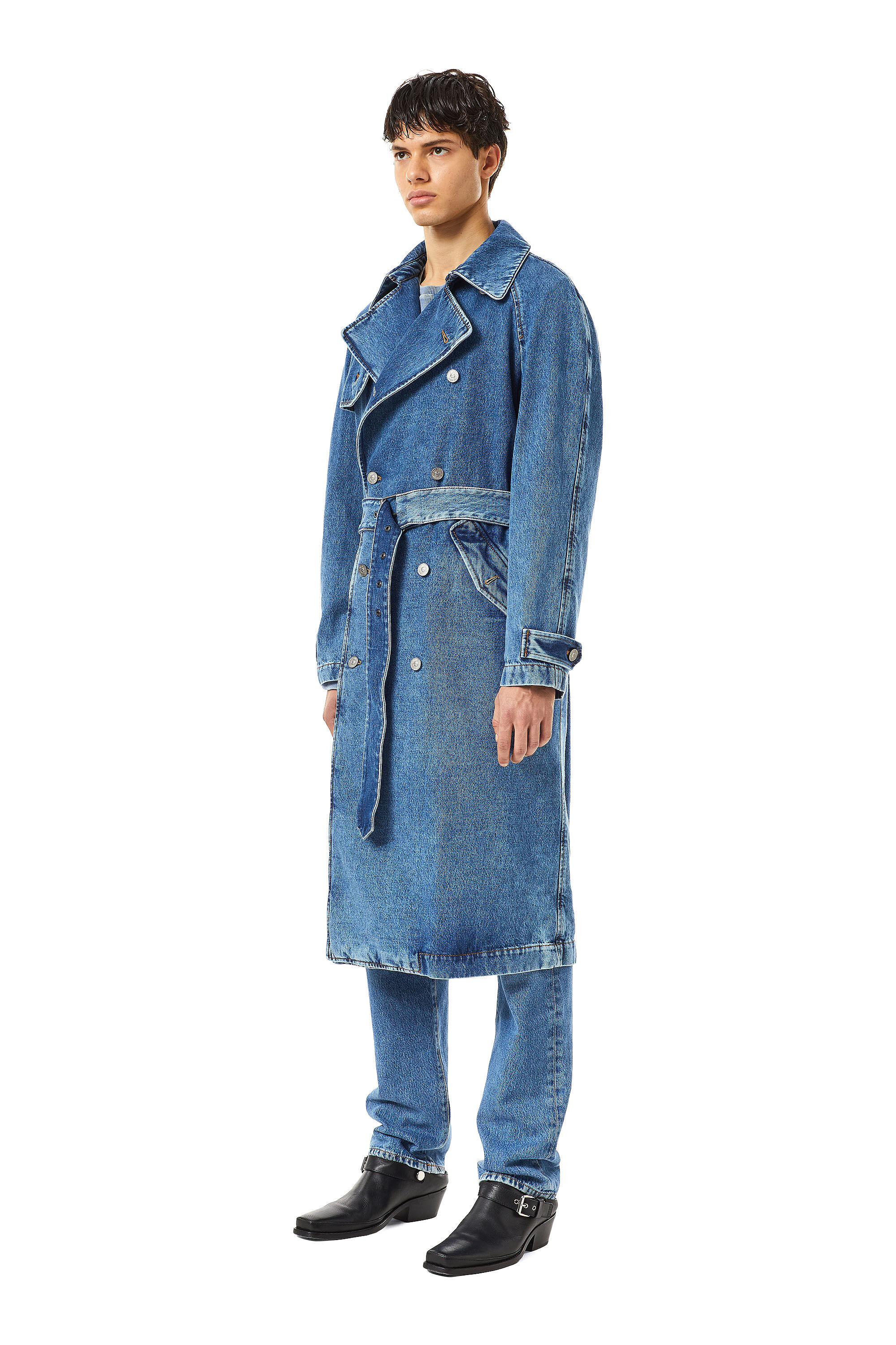 Diesel - D-DELIRIOUS DOUBLE BREASTED TRENCH COAT, Medium blue - Image 7