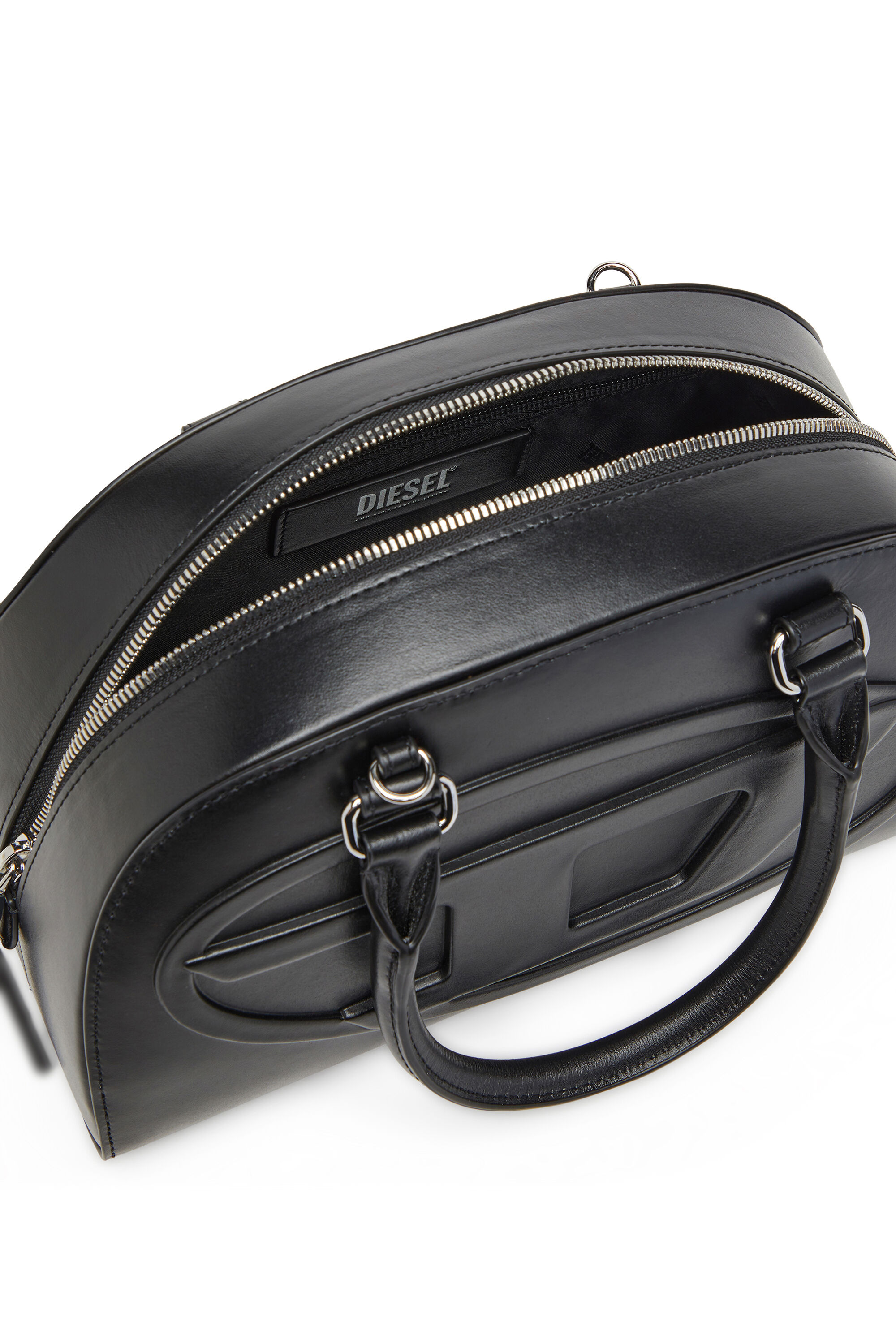 Diesel - 1DR DOME TOP HANDLE, Woman's Leather bowling bag in Black - 2