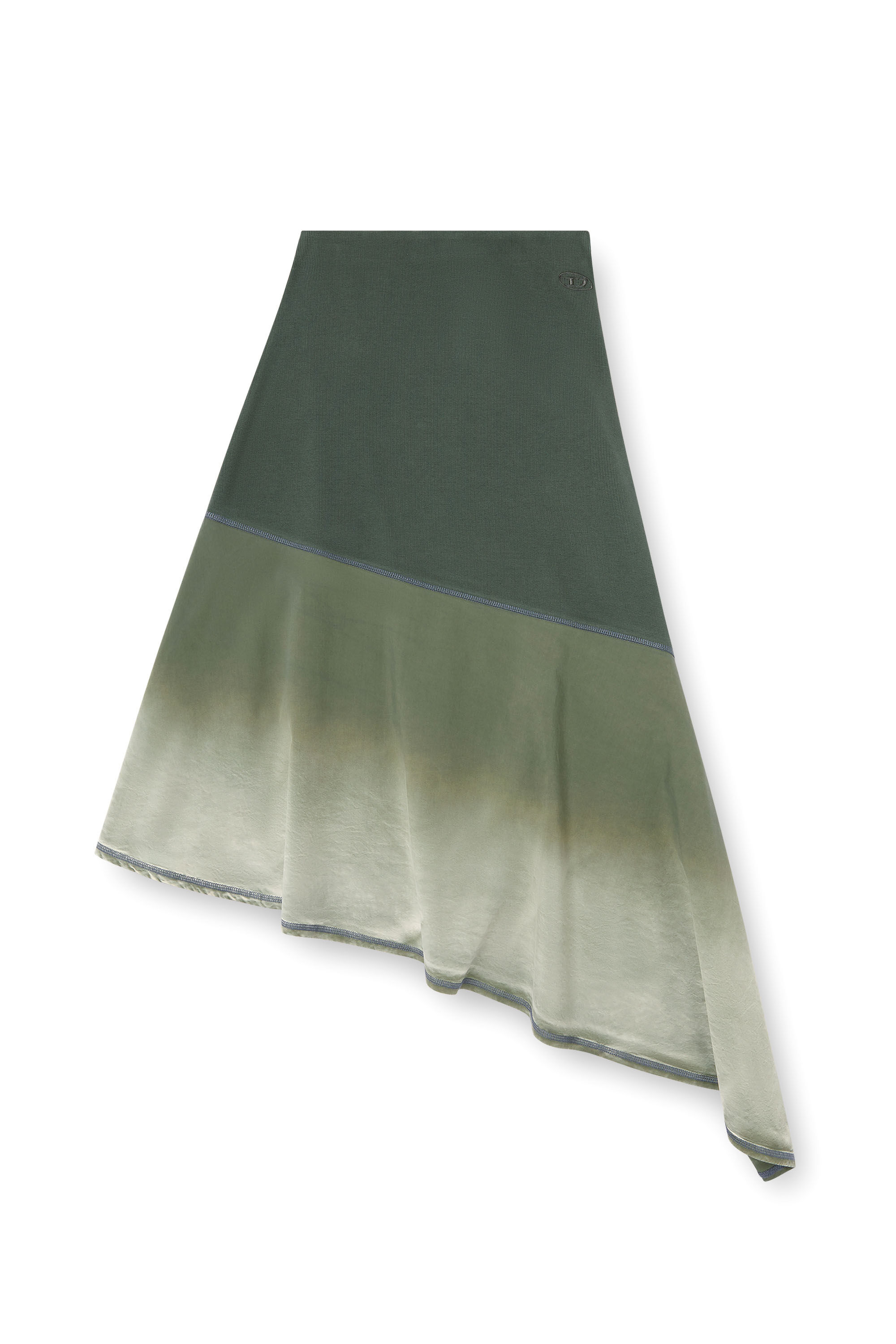 Women's Spliced asymmetrical midi skirt | Green | Diesel Women's Spliced asymmetrical midi skirt | Green | Diesel