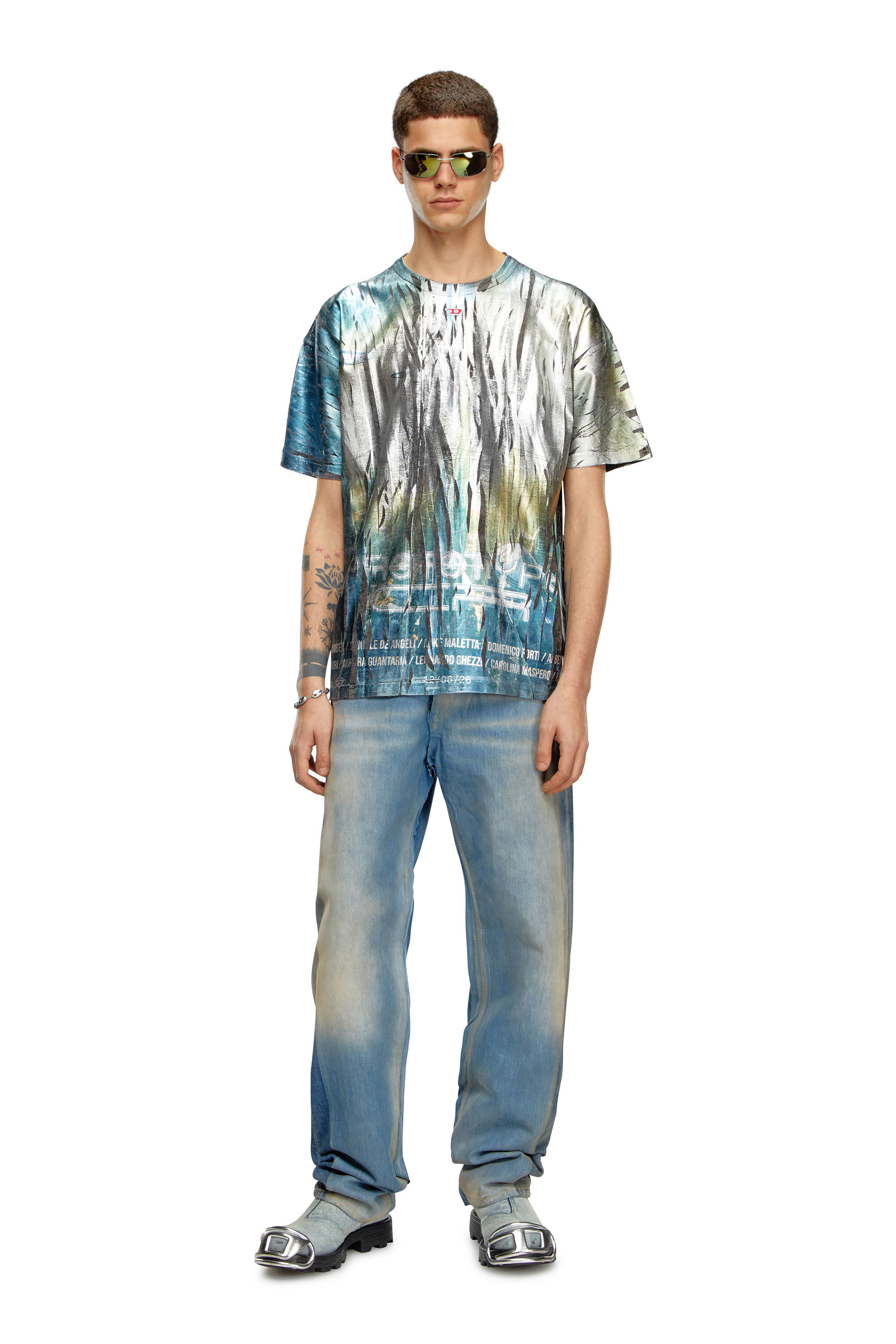 Men's T-shirt with creased foil treatment | Multicolor | Diesel