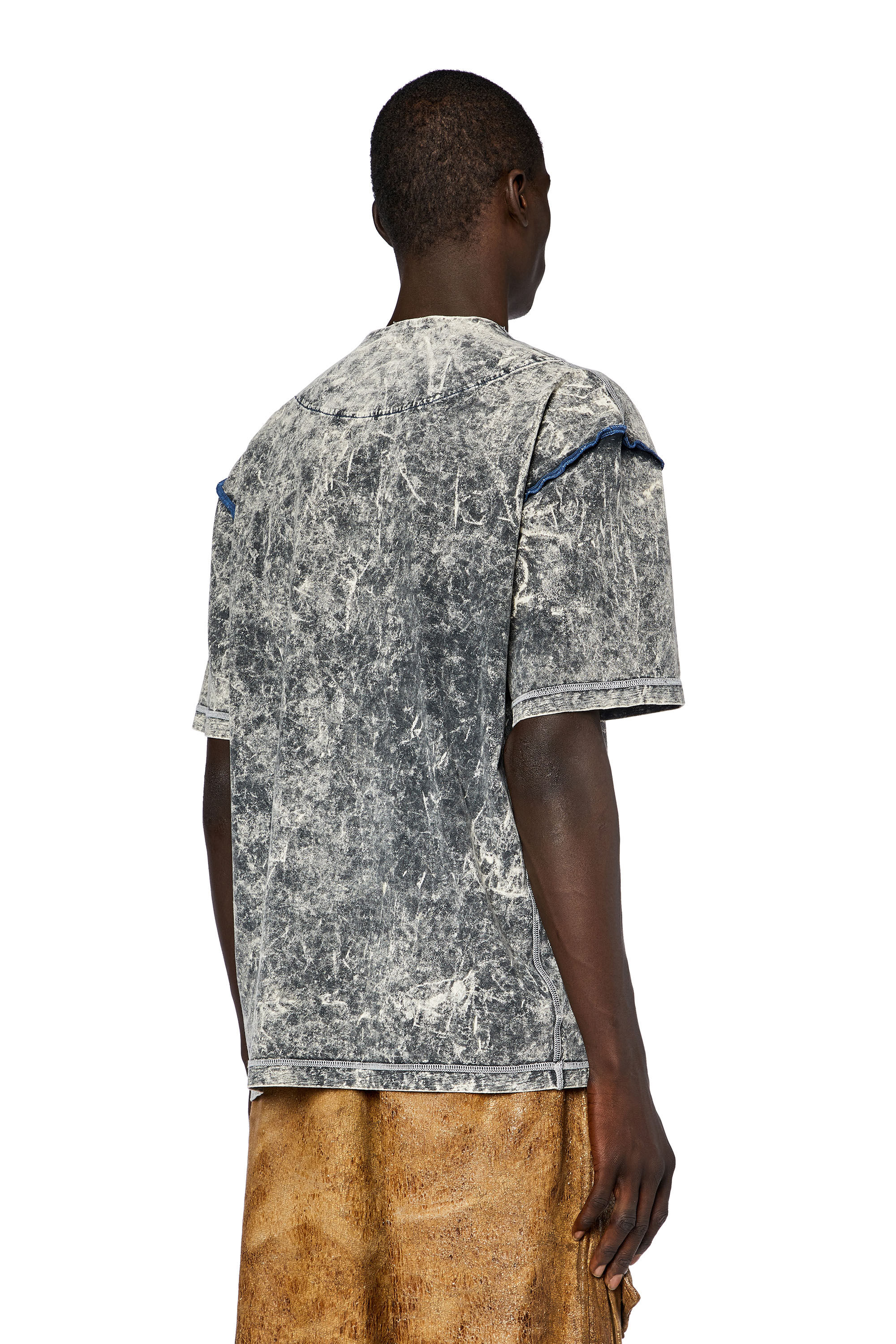 Diesel - T-WASHVOLKK, Man's T-shirt with marbled effect in Black - 5
