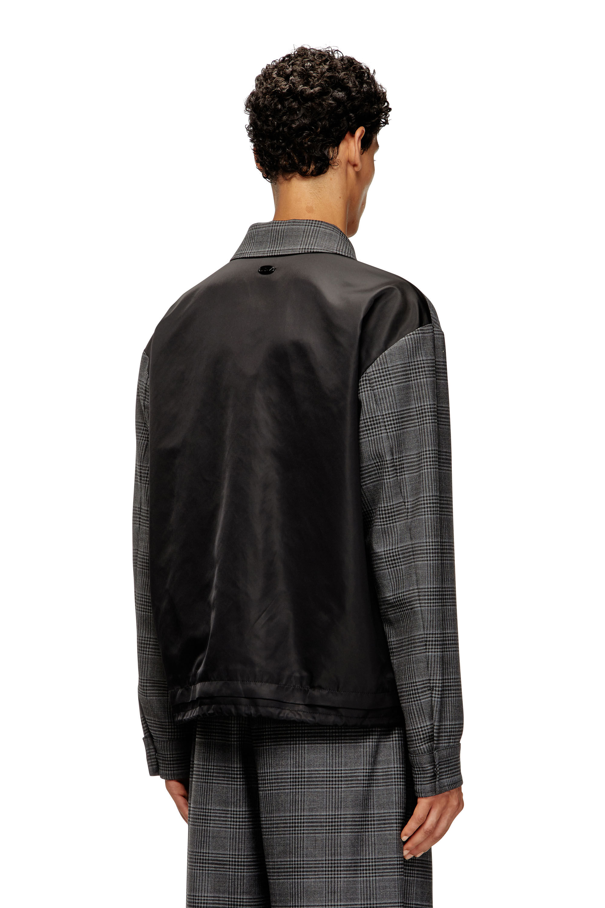 Diesel - J-TING, Chaqueta estilo coach en mezcla de lana príncipe de Gales y satén Hombre in Multicolor - 5