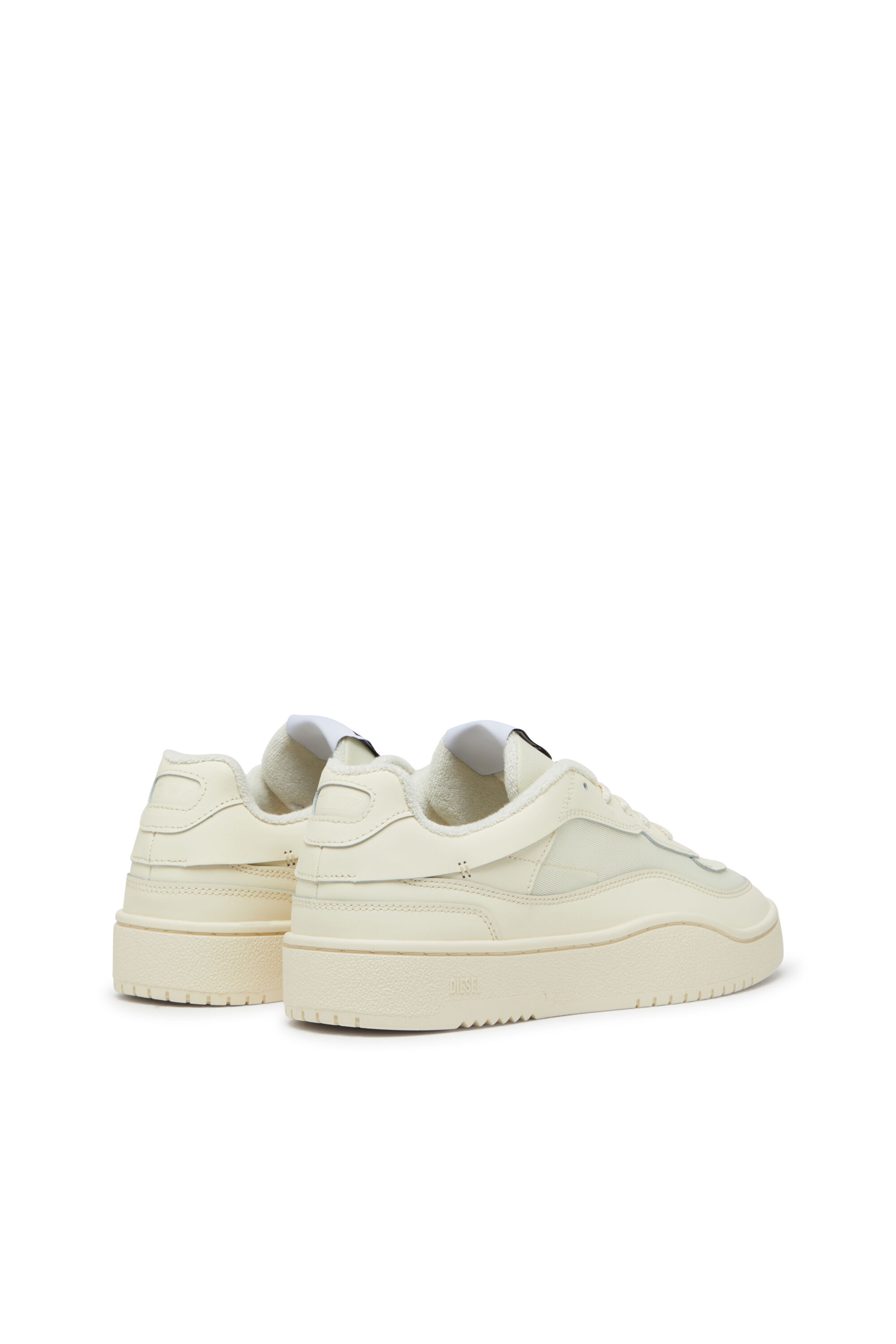 Men's S-Oval Skate-Fabric-panelled leather sneakers | Beige