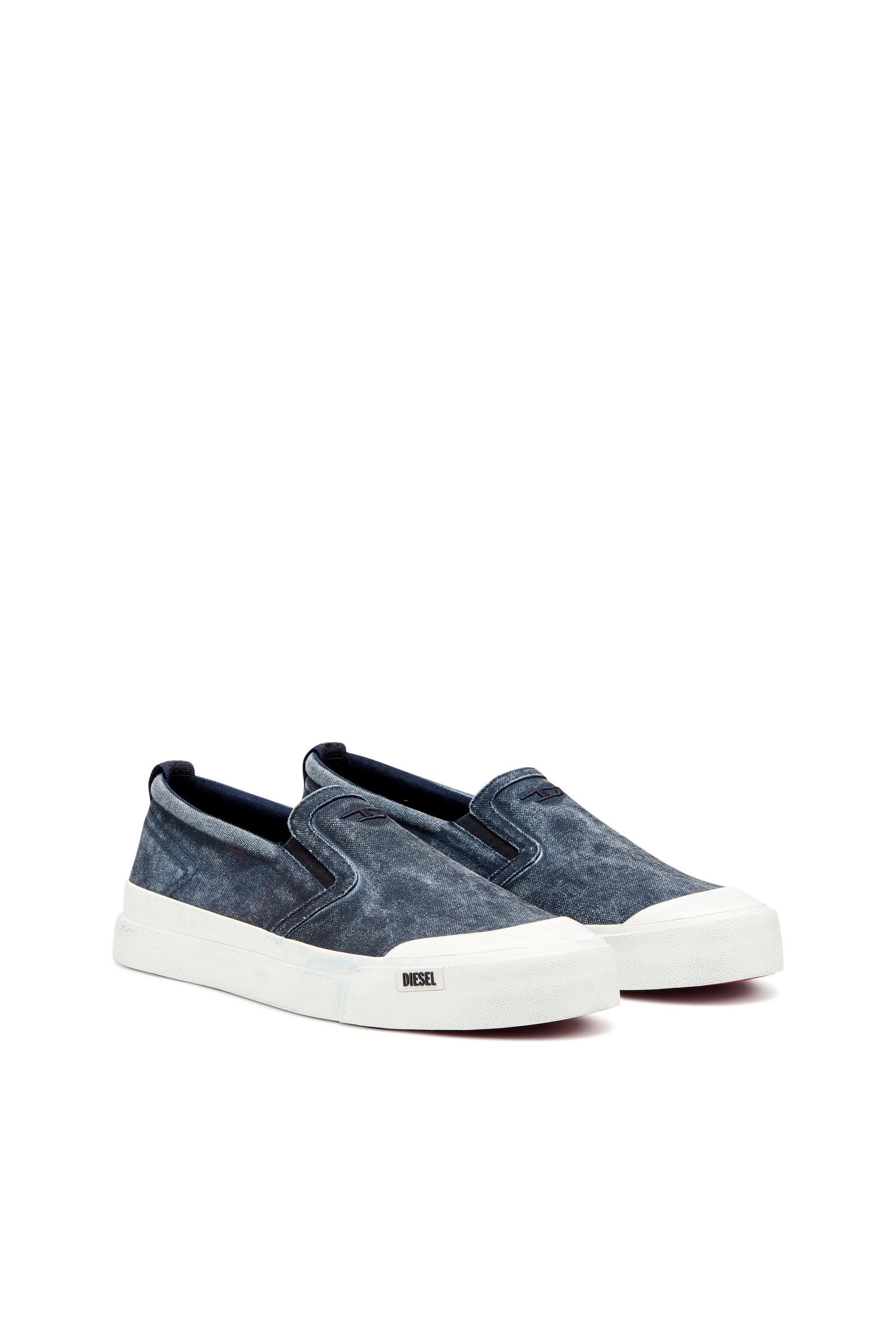 Men s S Athos Canvas slip on sneakers with D embroidery Blue Diesel
