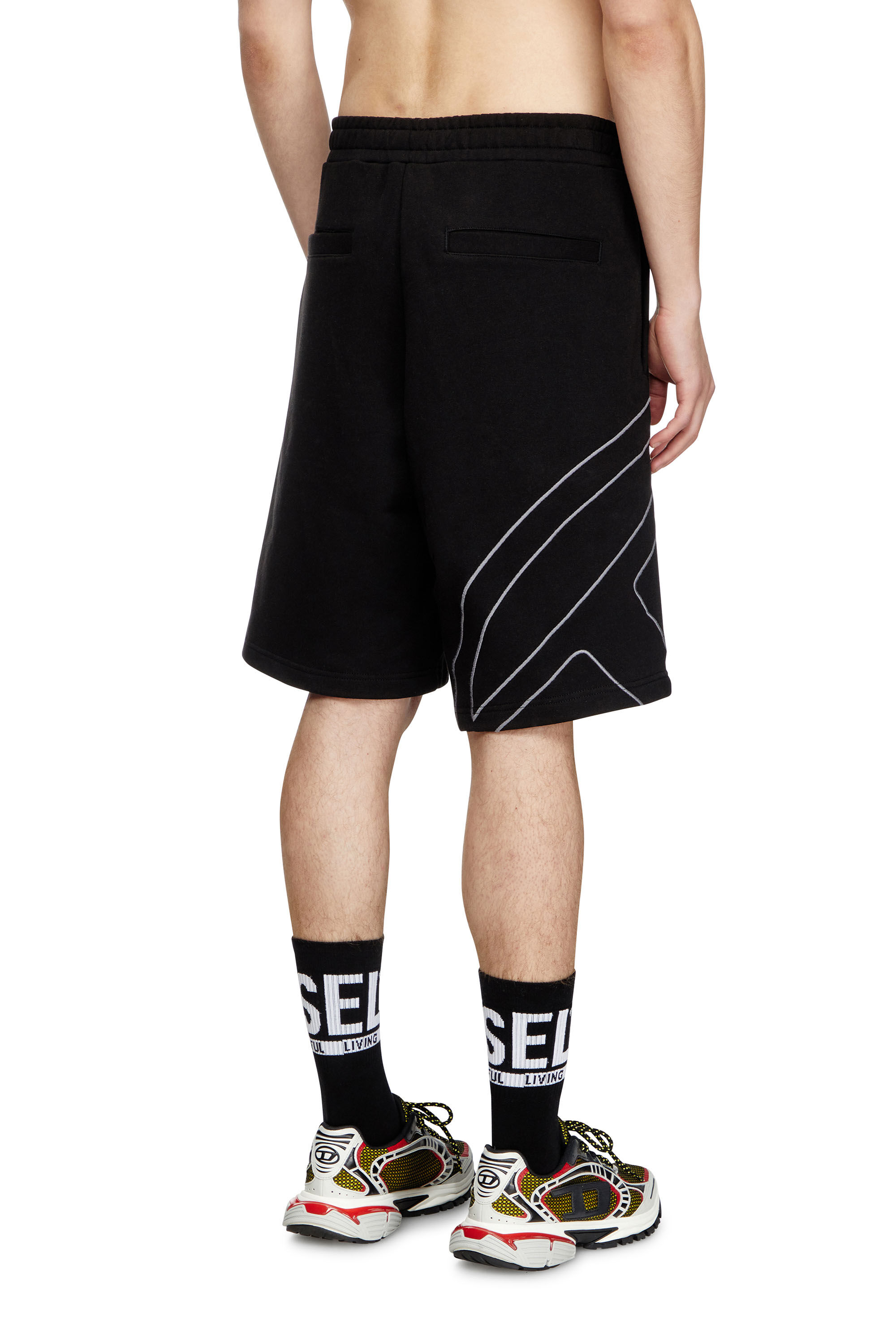 Diesel - P-CROW-MEGOVAL, Pantalones deportivos cortos con logotipo D grande Hombre in Negro - 5